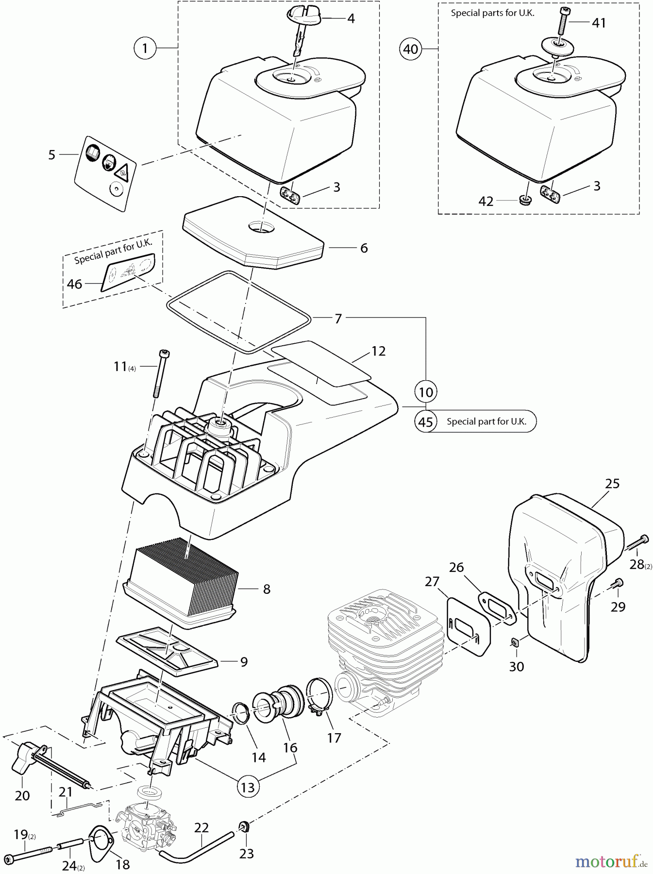  Dolmar Trennschleifer Benzin PC-6214 3  Abdeckhaube, Luftfilter, Schalldämpfer
