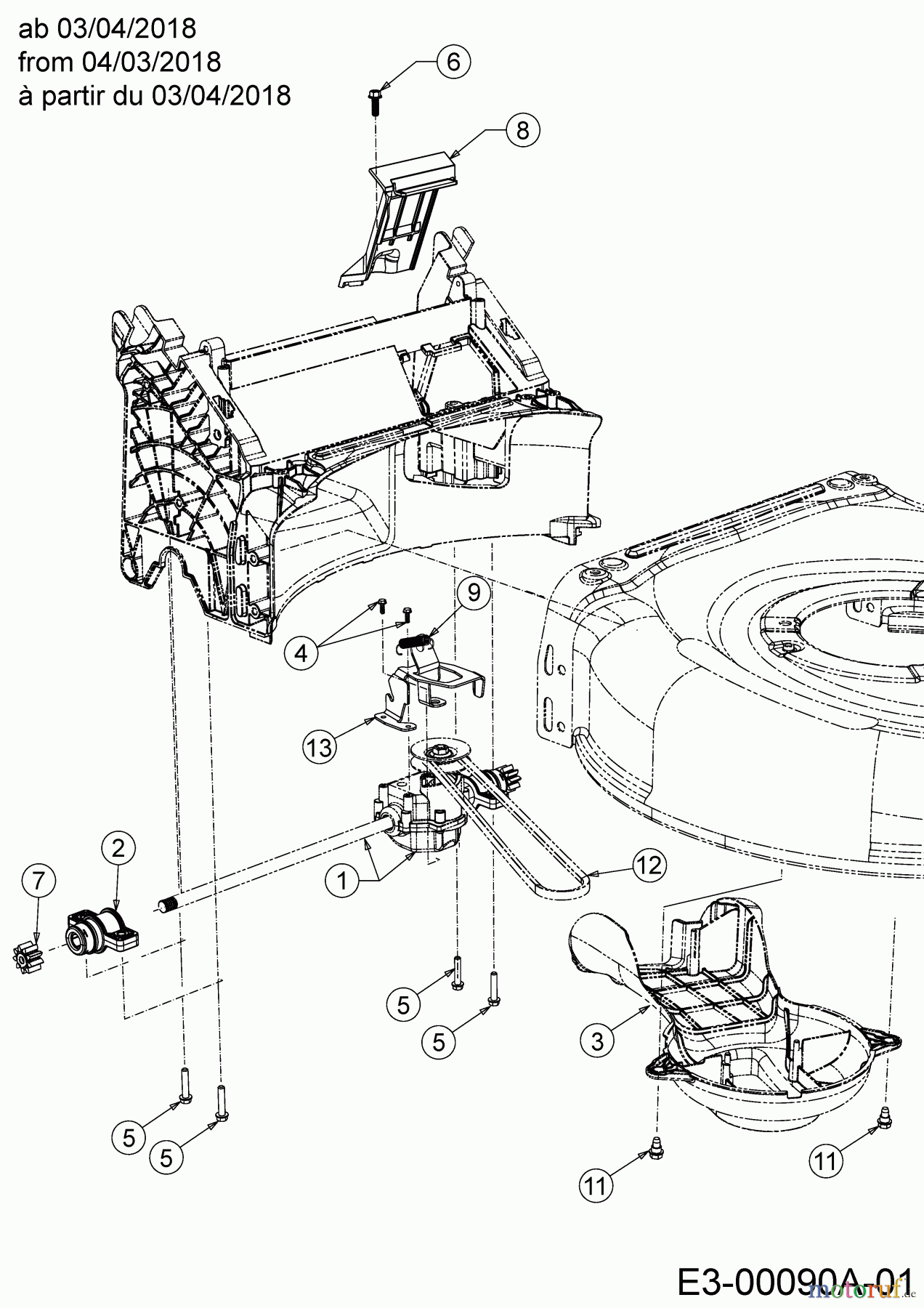  MTD Petrol mower self propelled SP 53 HWBS 12A-PF7B600  (2019) Gearbox, Belt from 04/03/2018
