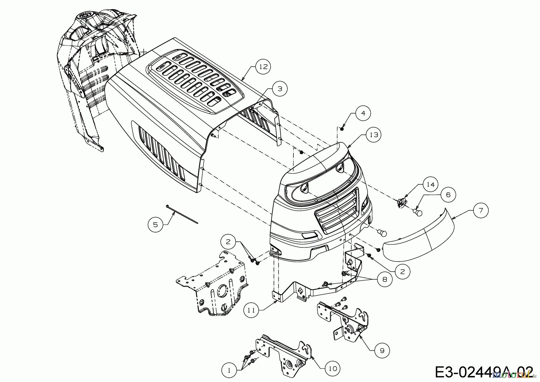  MTD Tracteurs de pelouse 420/38 13A2765F308  (2018) Capot de moteur 5-Style