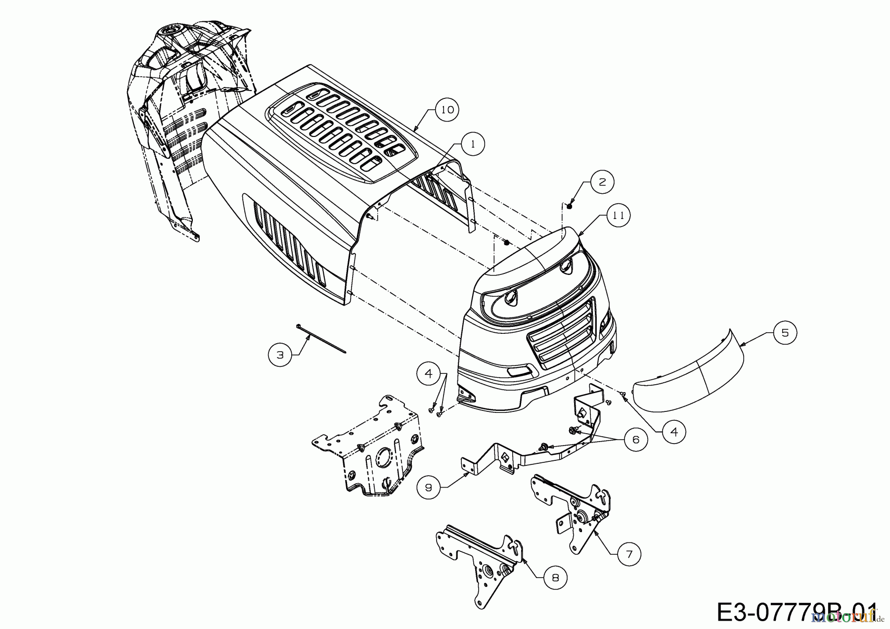  MTD Tracteurs de pelouse DL 92 T 13I2765E677  (2019) Capot de moteur 5-Style