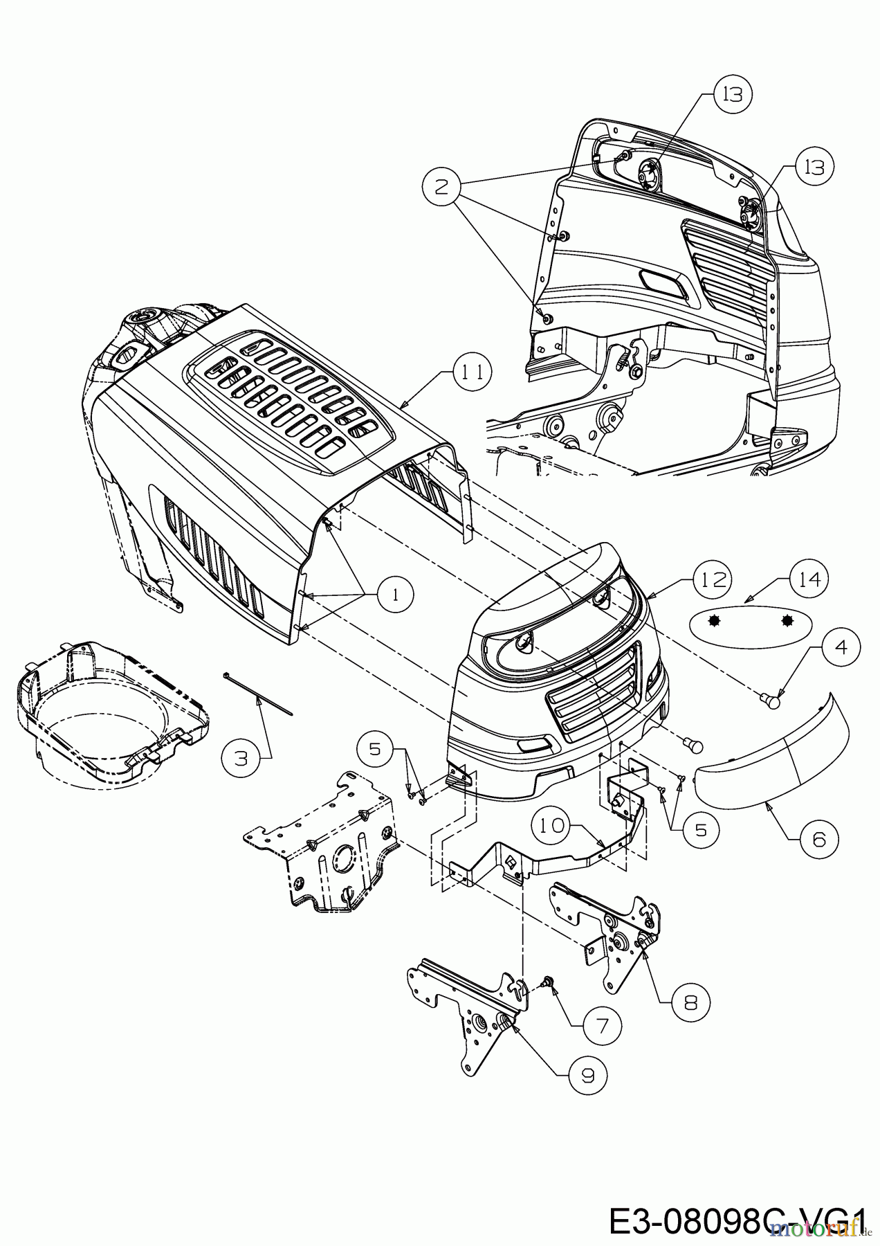  Cmi Tracteurs de pelouse 96-125 13HH765F620  (2019) Capot de moteur 5-Style