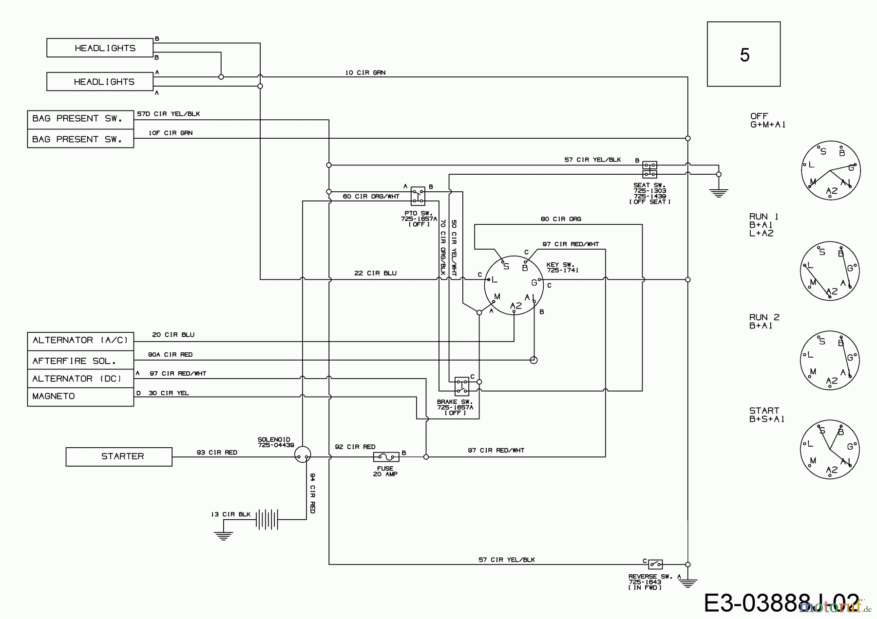  MTD Tracteurs de pelouse MTD 76 13B7765C600 (2022) Plan électrique