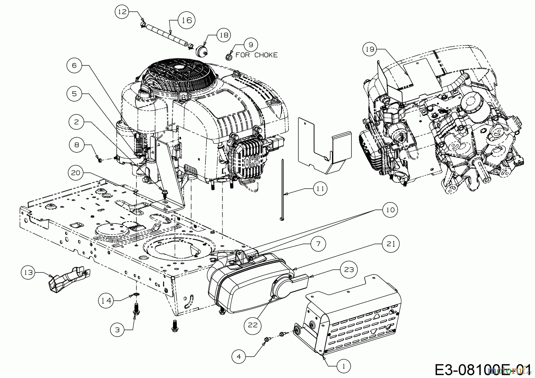  Wolf-Garten Tracteurs de pelouse E 13/92 H 13H2715E650  (2018) Accessoires moteur