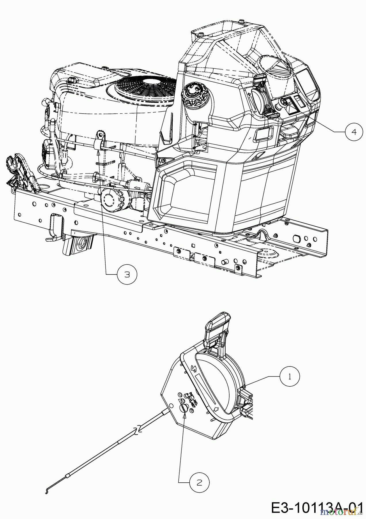  Wolf-Garten Tracteurs de pelouse 95.180 H 13ATA1VB650  (2017) Commande de choke et gaz