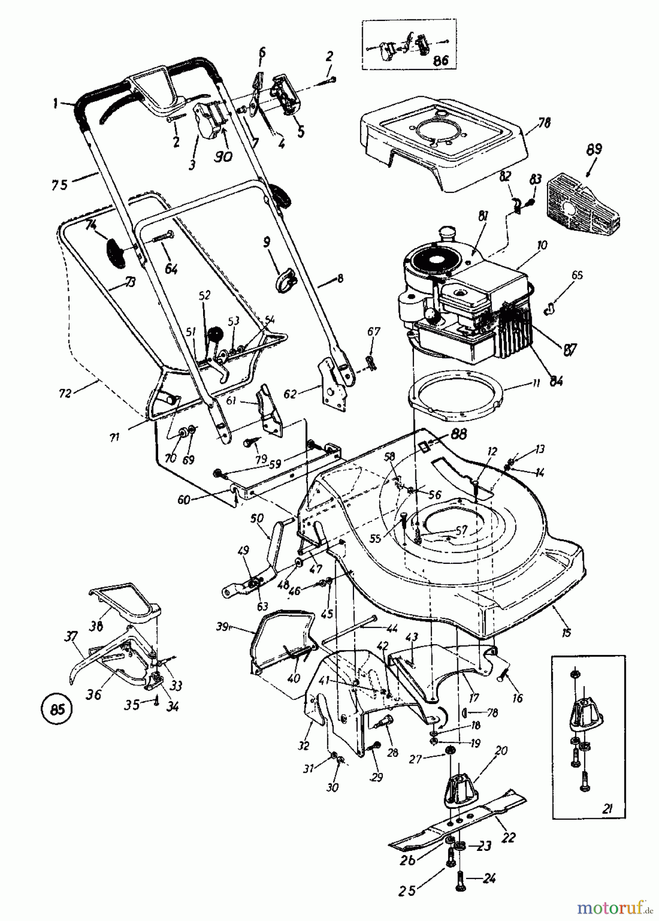  MTD Petrol mower self propelled REX-COMBI 56 SSL 125-3680  (1985) Basic machine