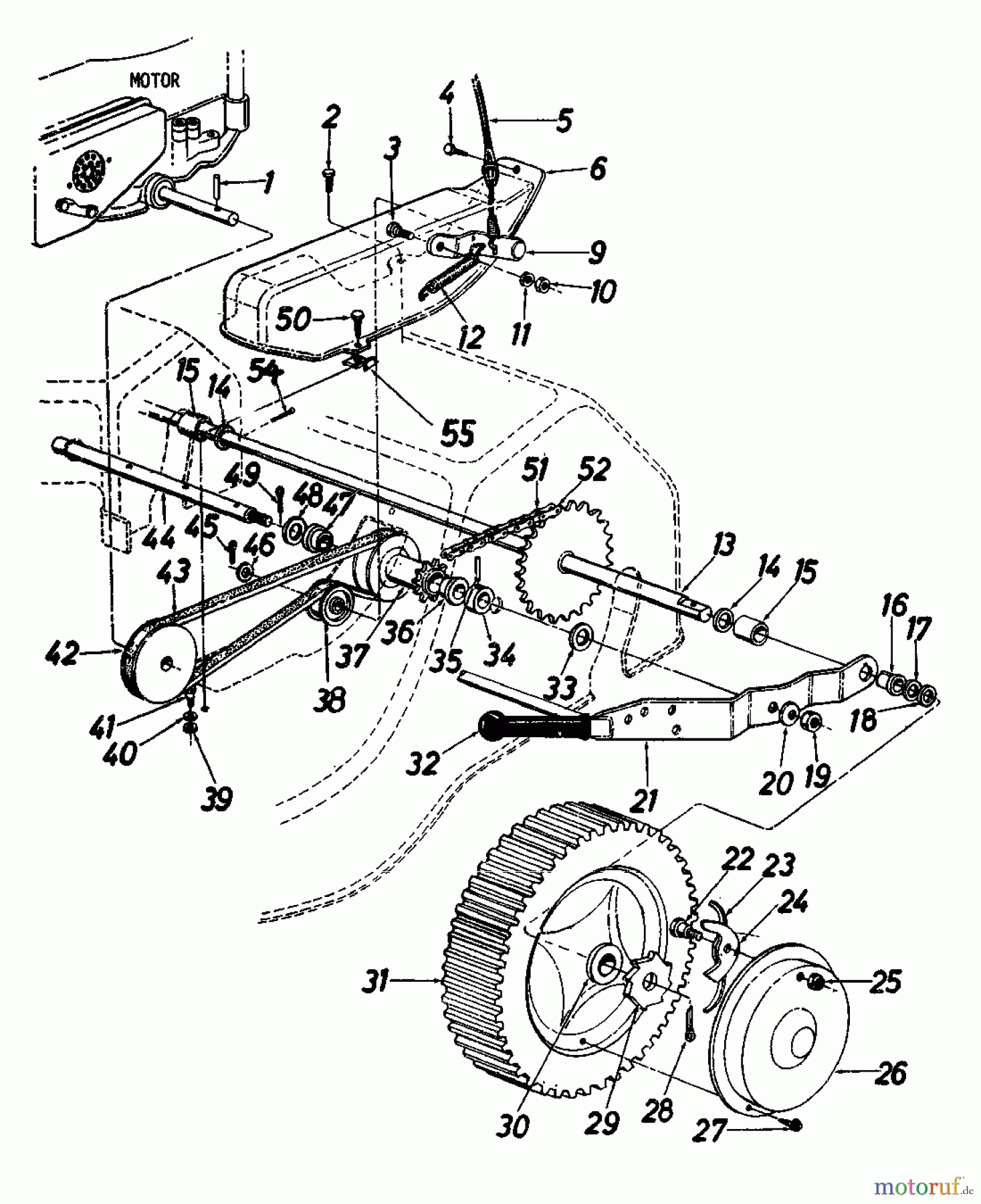  MTD Petrol mower self propelled REX-COMBI 56 SSL 125-3680  (1985) Drive system, Wheels