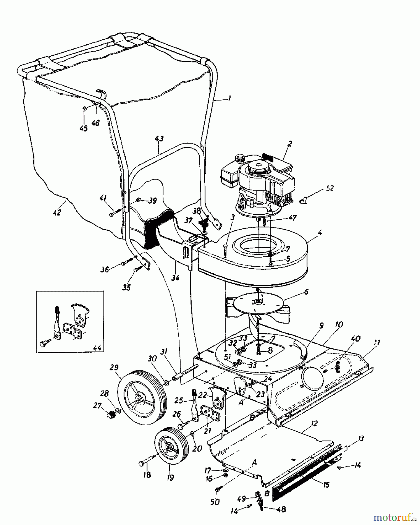  MTD Leaf blower, Blower vac Air-Vac 660 245-6600  (1985) Bag, Handle, Wheels