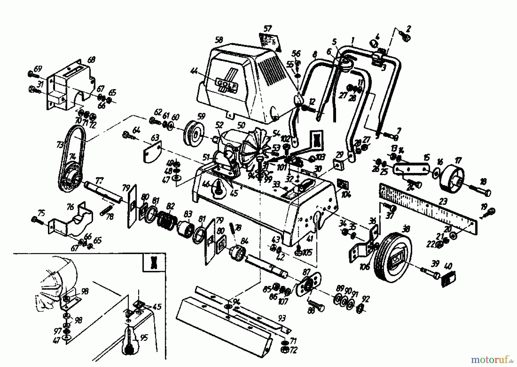  Golf Scarificateur électrique 135 VE 02645.08  (1985) Machine de base
