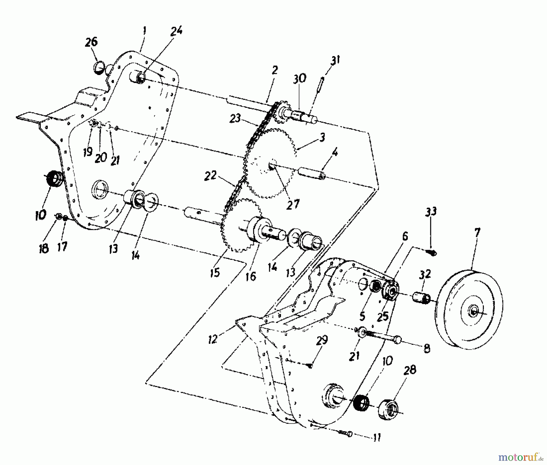  MTD Motobineuse GARTENTILLER  3 216-0300  (1986) Transmission de chaine