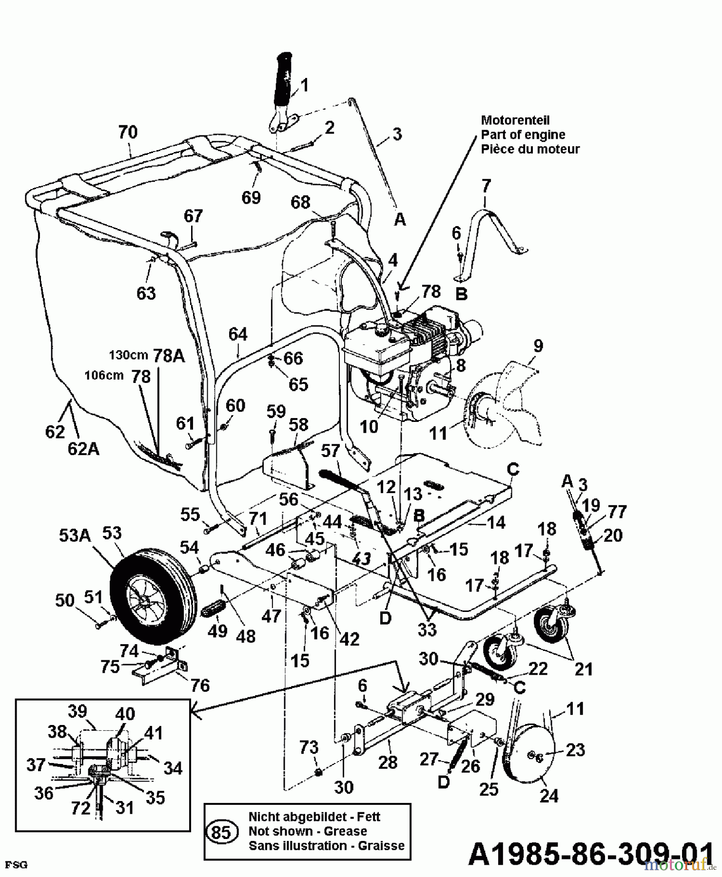  MTD Souffleur de feuille, Aspirateur de feuille Vacu-Jet-Star 245-6850  (1985) Machine de base