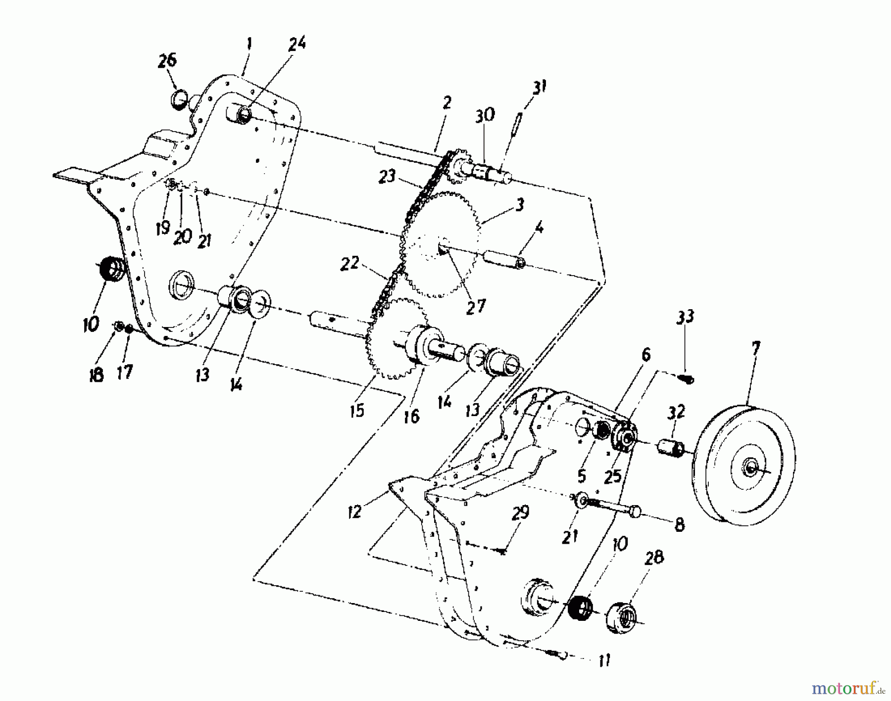  MTD Motobineuse GARTENTILLER  3 N 216-0310  (1986) Transmission de chaine
