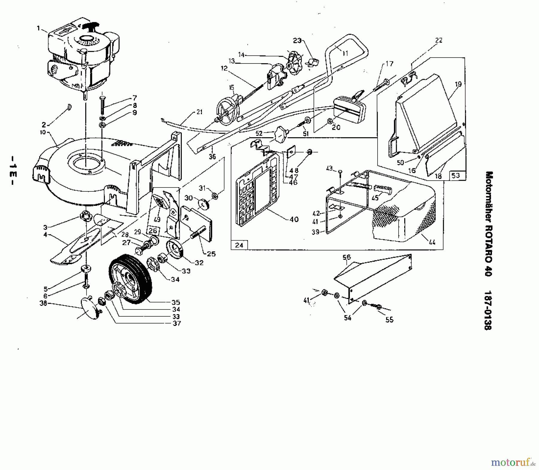  Rotaro Tondeuse thermique ROTARO  40 187-0138  (1987) Machine de base