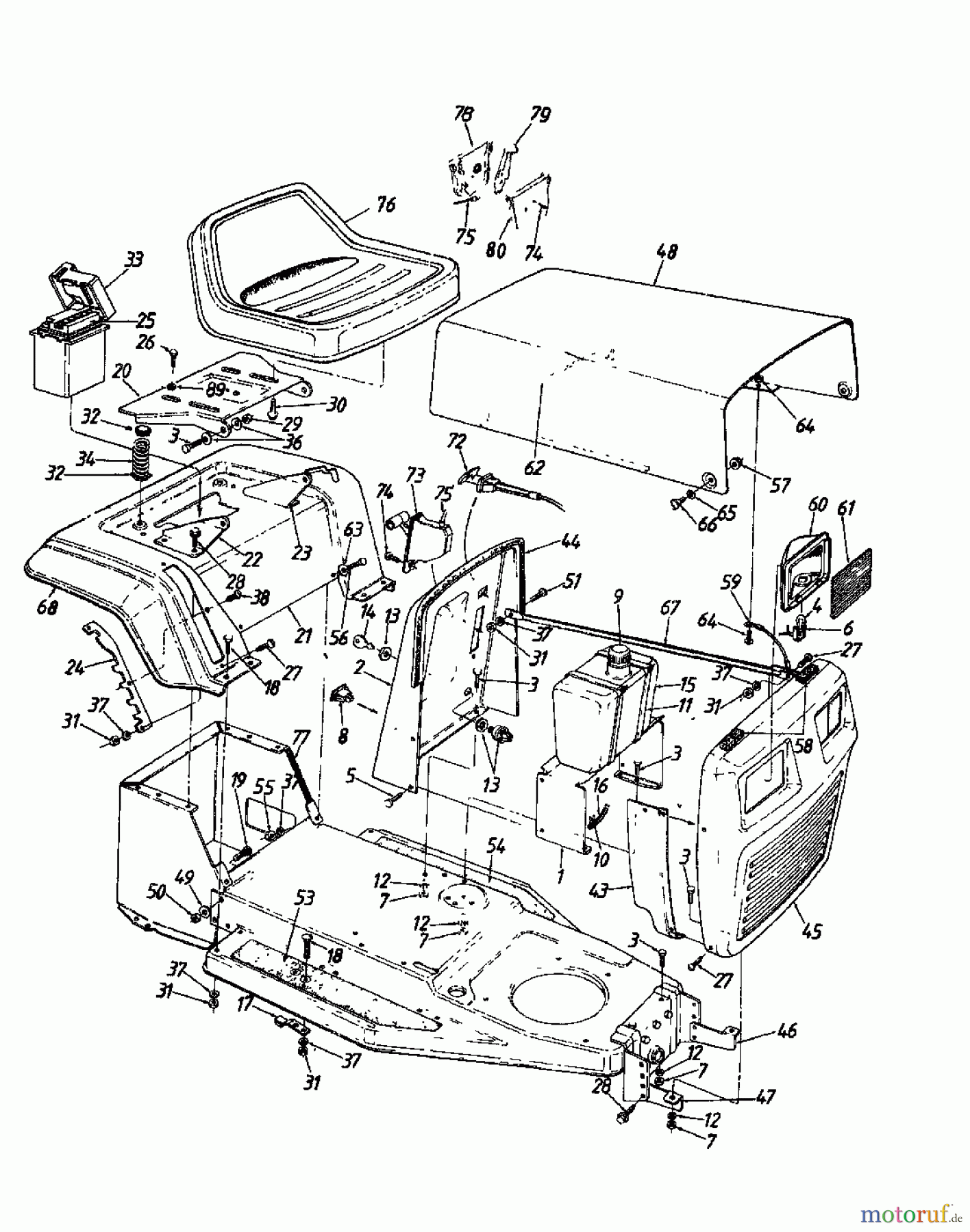  MTD Tracteurs de pelouse 11/81 137-3320  (1987) Tableau de bord, Capot de moteur, Jupe
