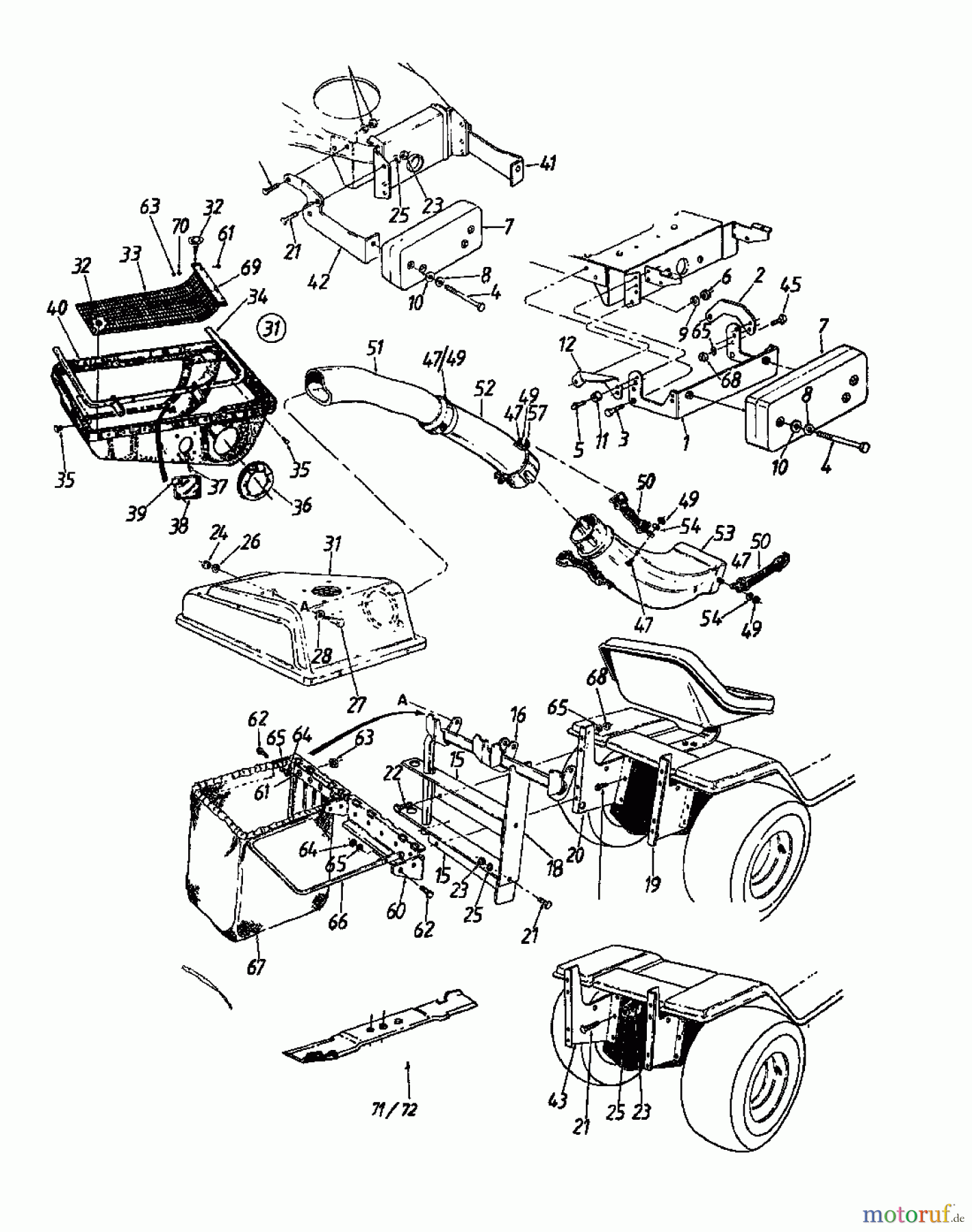  MTD Accèssoires Accèssoires tracteur de jardin et de pelouse Dispositif de réception de l'herbe pour série 400 190-0640  (1987) Machine de base
