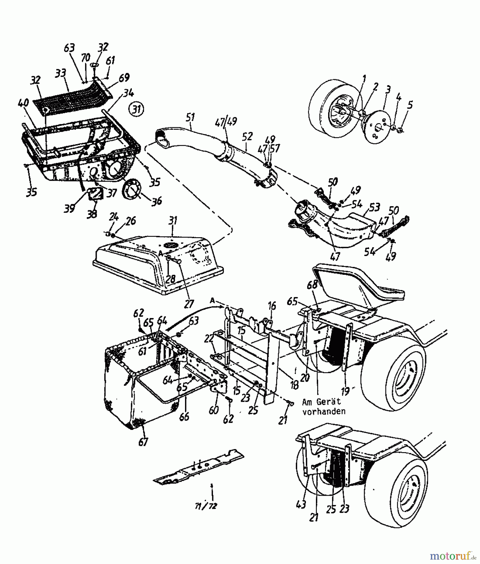  MTD Accèssoires Accèssoires tracteur de jardin et de pelouse Dispositif de réception de l'herbe pour série 400 190-0640  (1988) Machine de base