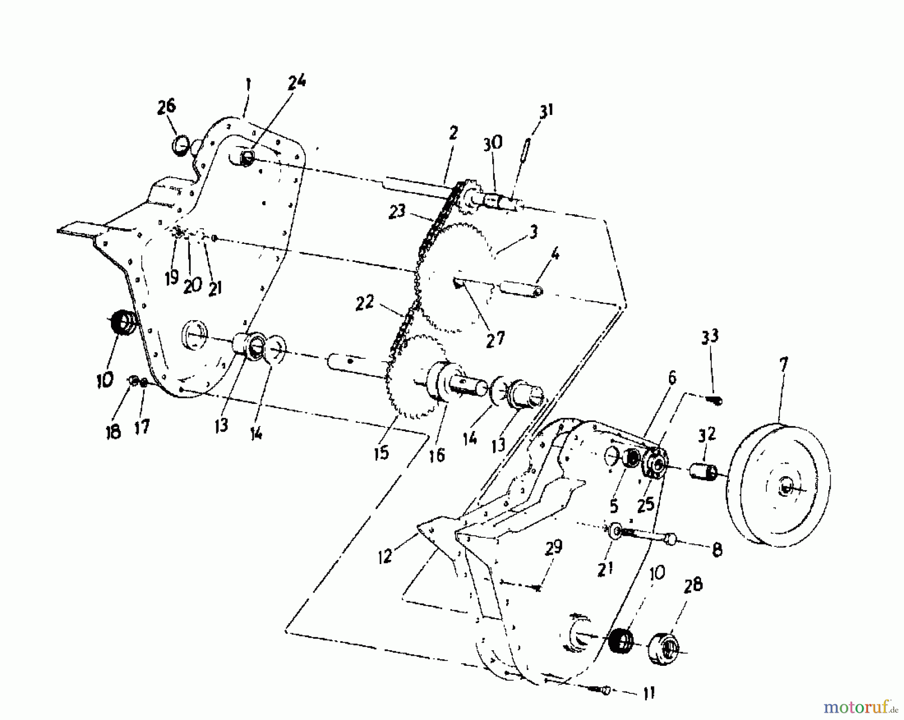  MTD Motobineuse GARTENTILLER  3 219-0300  (1989) Transmission de chaine