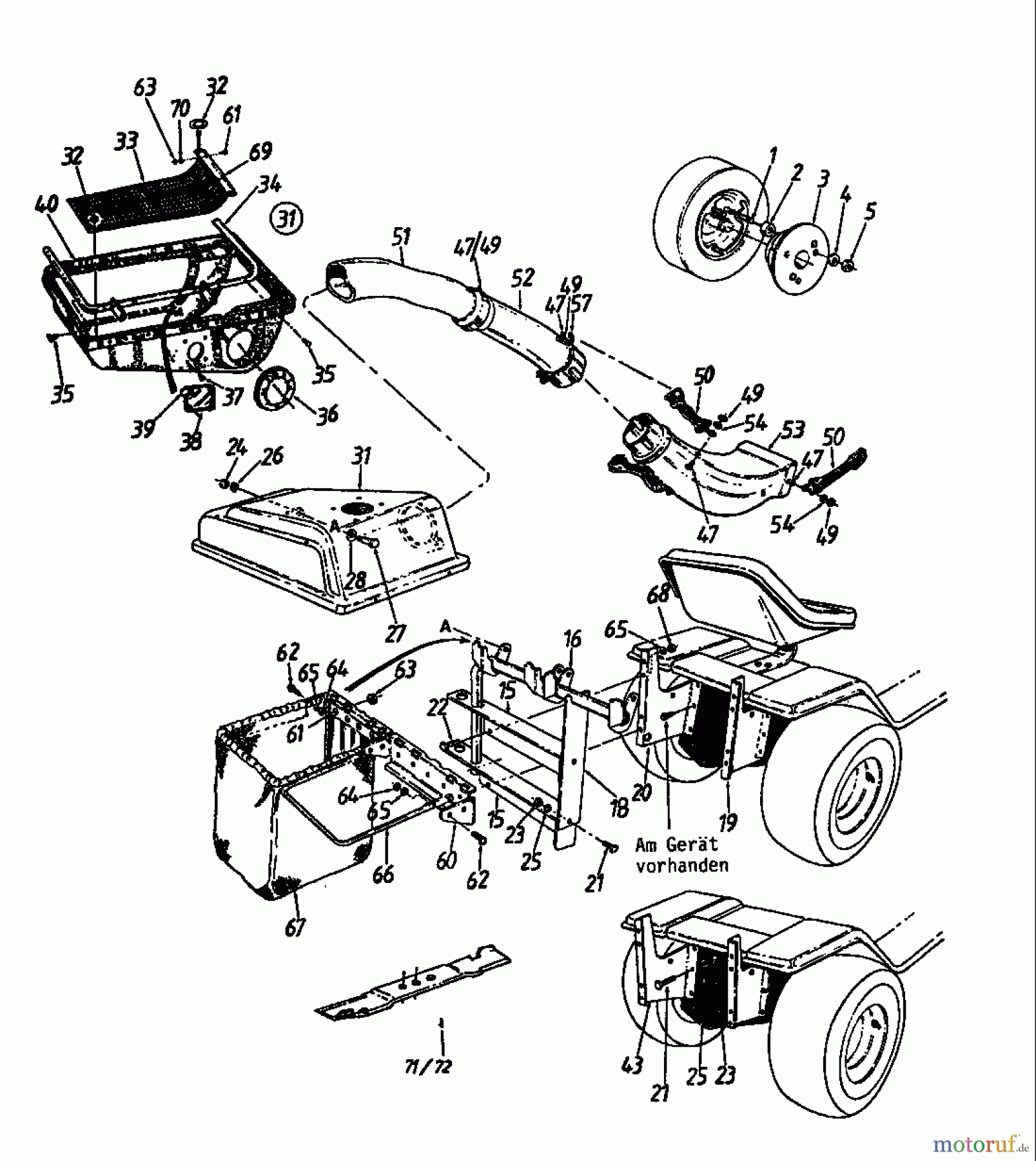  MTD Accèssoires Accèssoires tracteur de jardin et de pelouse Dispositif de réception de l'herbe pour série 400 190-0640  (1989) Machine de base