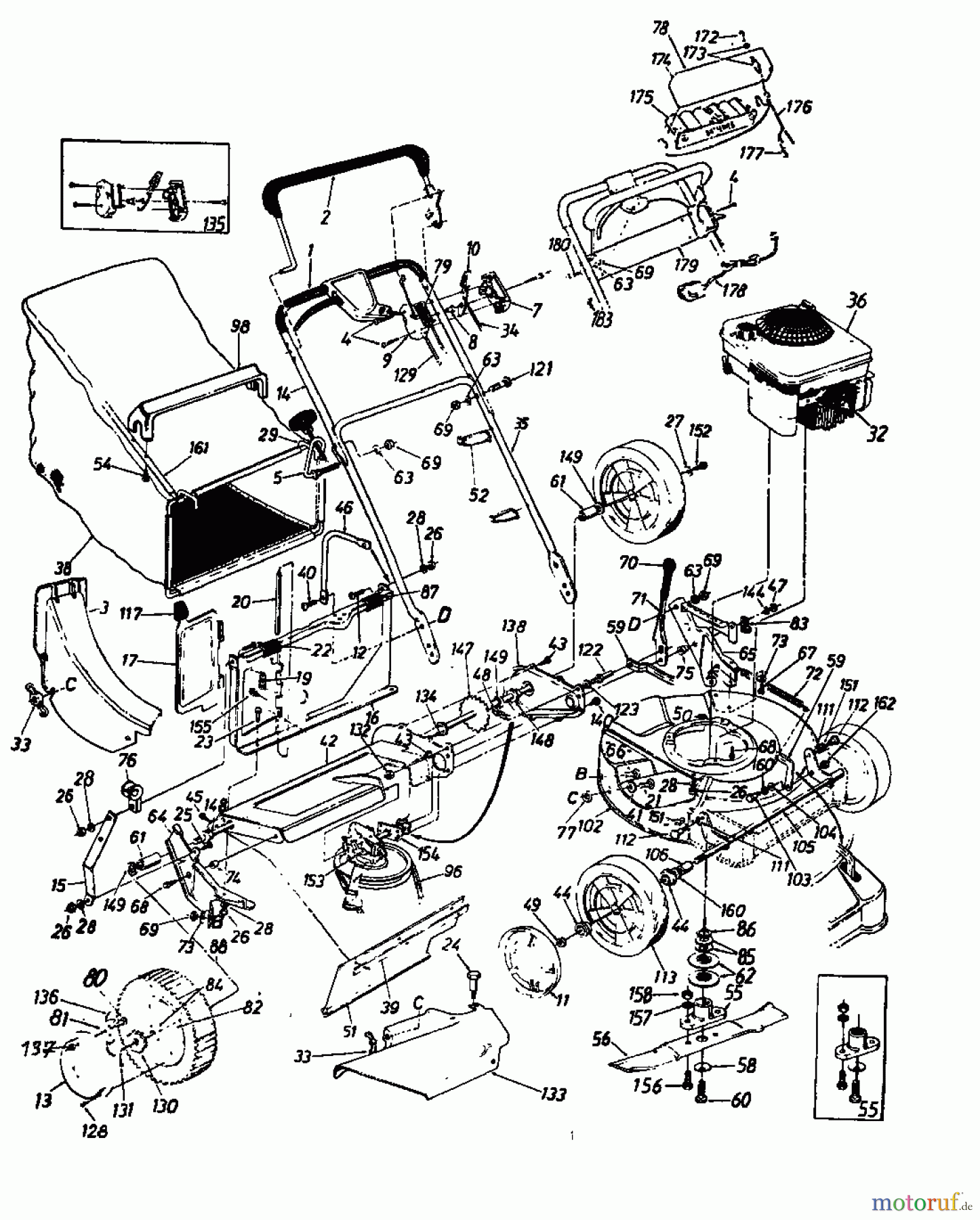 MTD Tondeuse thermique tractée VARIANT 53 SE 120-836E  (1990) Machine de base