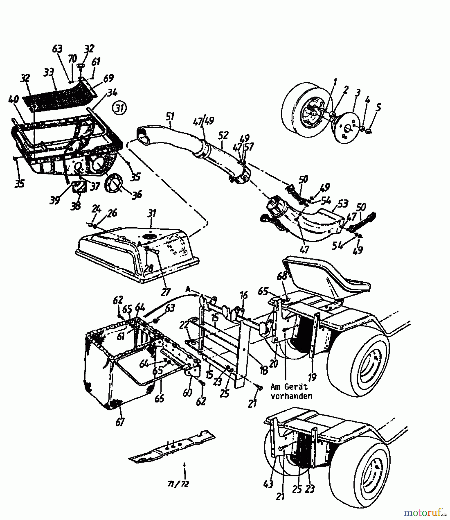  MTD Accèssoires Accèssoires tracteur de jardin et de pelouse Dispositif de réception de l'herbe pour série 400 190-0640  (1990) Machine de base