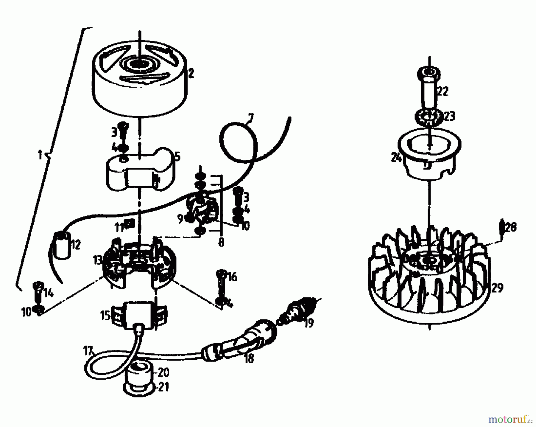  Gutbrod Motofaucheuse BM 100-2/G 07507.01  (1990) Carter de ventilateur, Volant, Lancer, Réservoir, Allumage