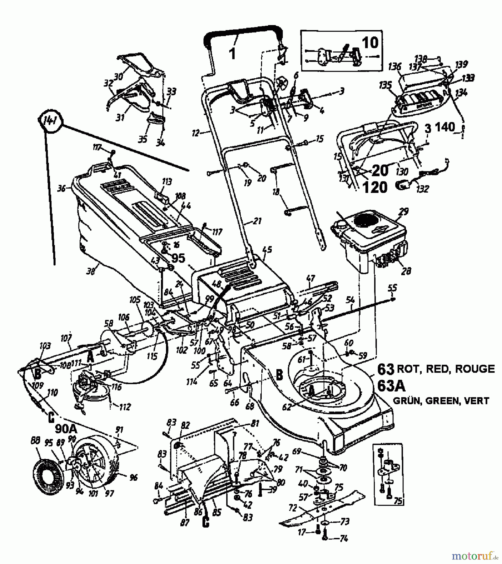  MTD Tondeuse thermique tractée SUPER 53 SE 121-478E  (1991) Machine de base