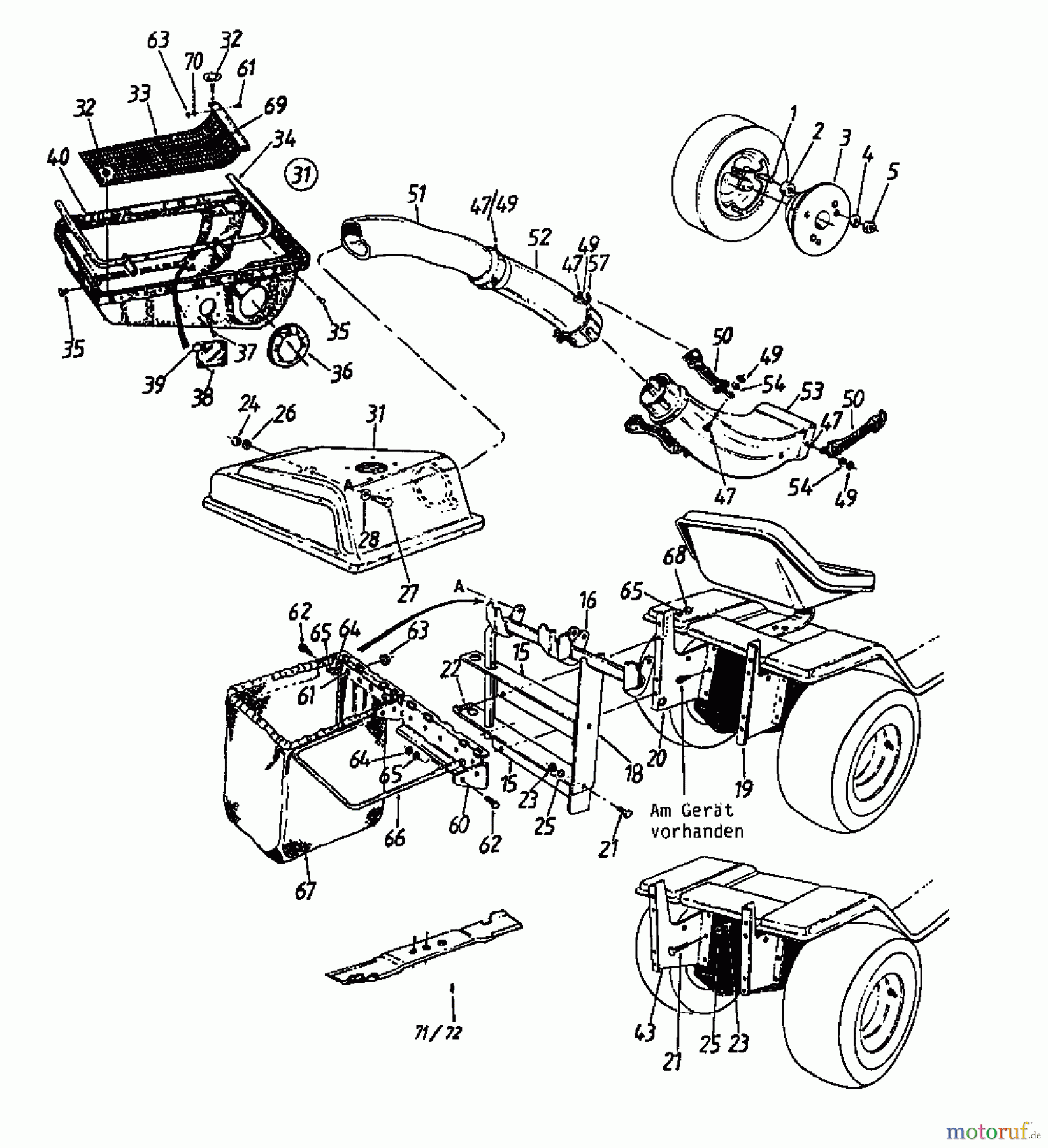  MTD Accèssoires Accèssoires tracteur de jardin et de pelouse Dispositif de réception de l'herbe pour série 400 191-0640  (1991) Machine de base