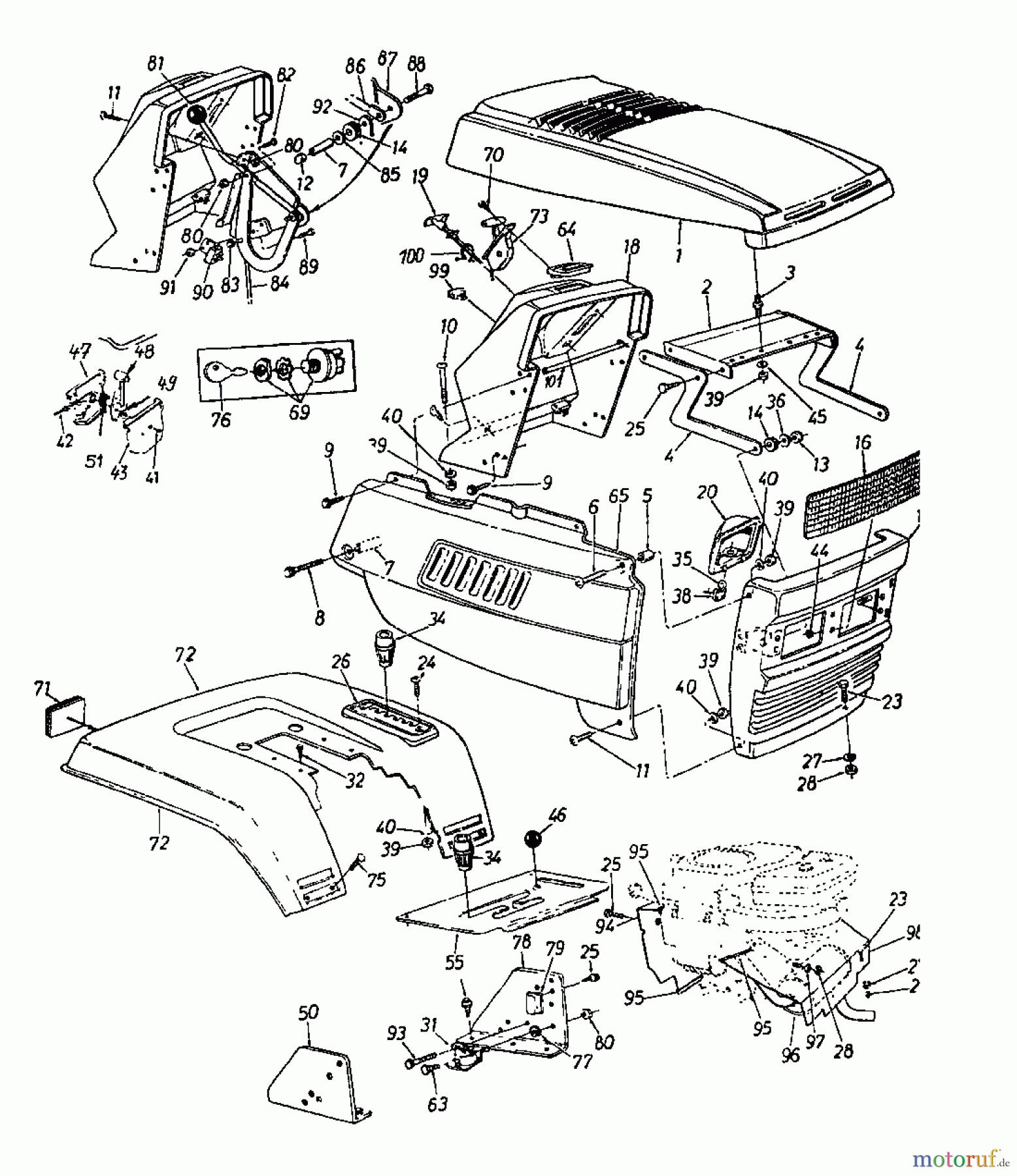  MTD Tracteurs de jardin SUPER 18 HN 141-849J  (1991) Tableau de bord, Capot de moteur 9-Style, Jupe