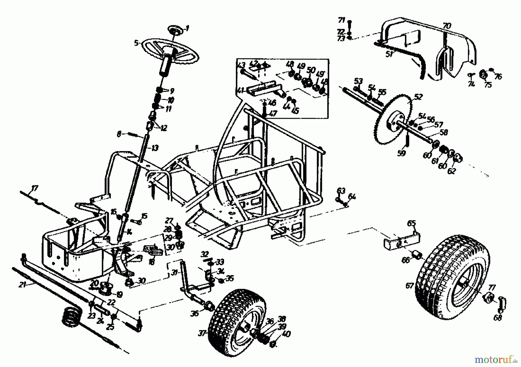  Gutbrod Tracteurs de pelouse Sprint 1000 E 02840.04  (1991) Entraînement de roulement, Volant, Système direction, Roues