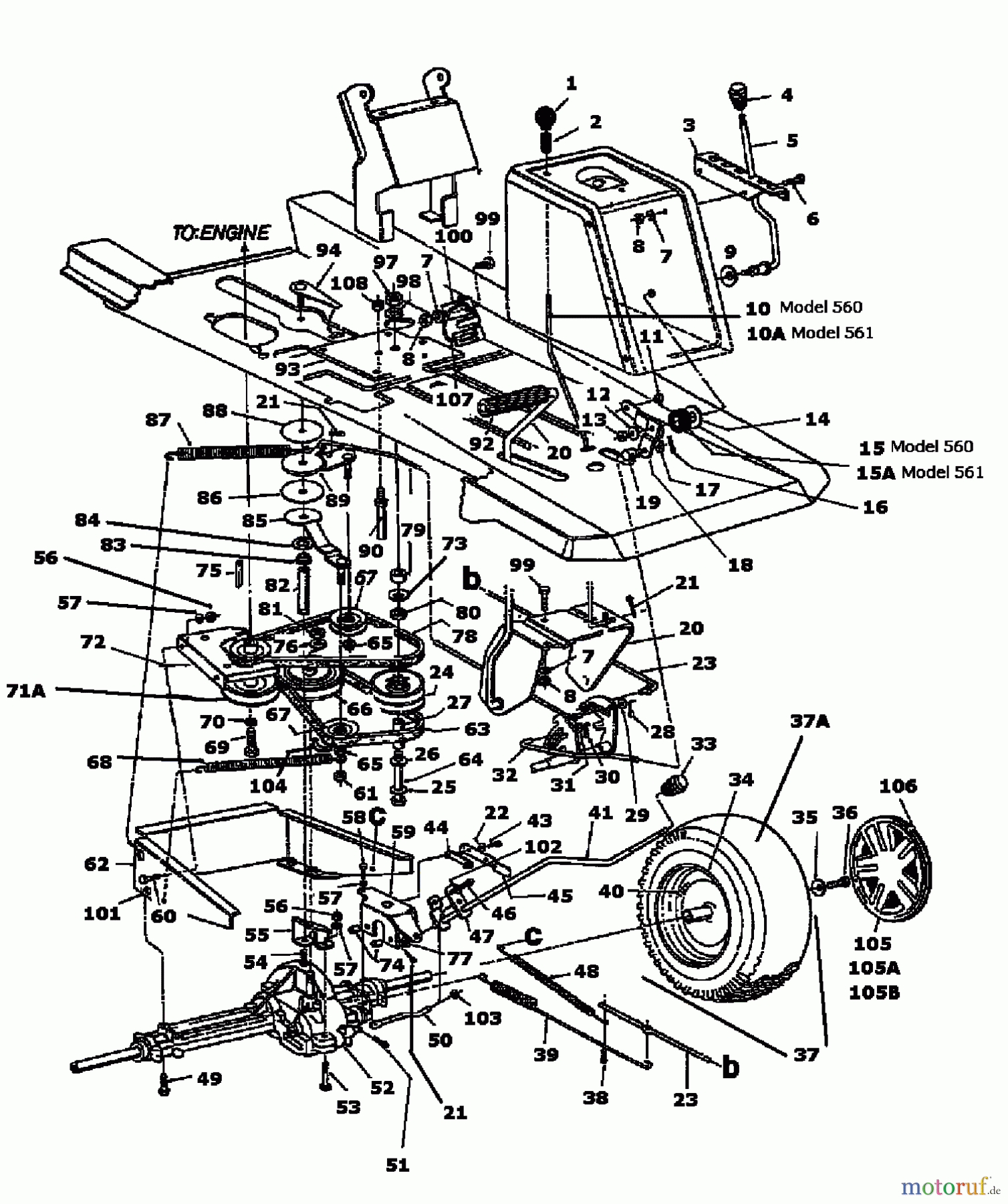  Motec Tracteurs de pelouse ST 10 E 132-520C632  (1992) Entraînement de roulement, Roues