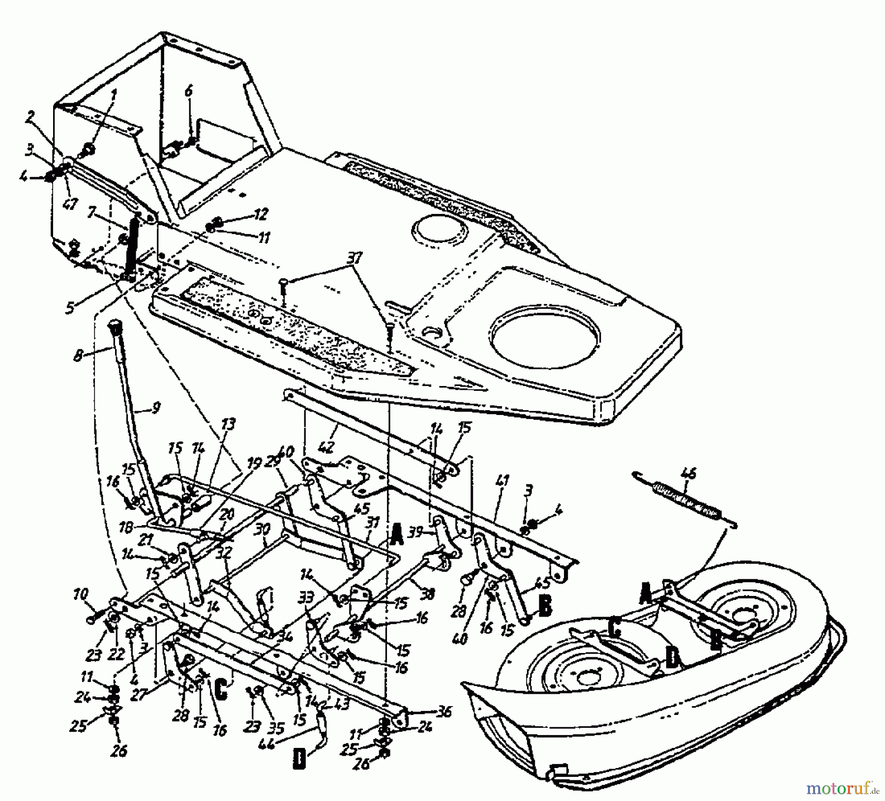  Motec Tracteurs de pelouse GT 12 LR 132-451E632  (1992) Relevage plateau de coupe