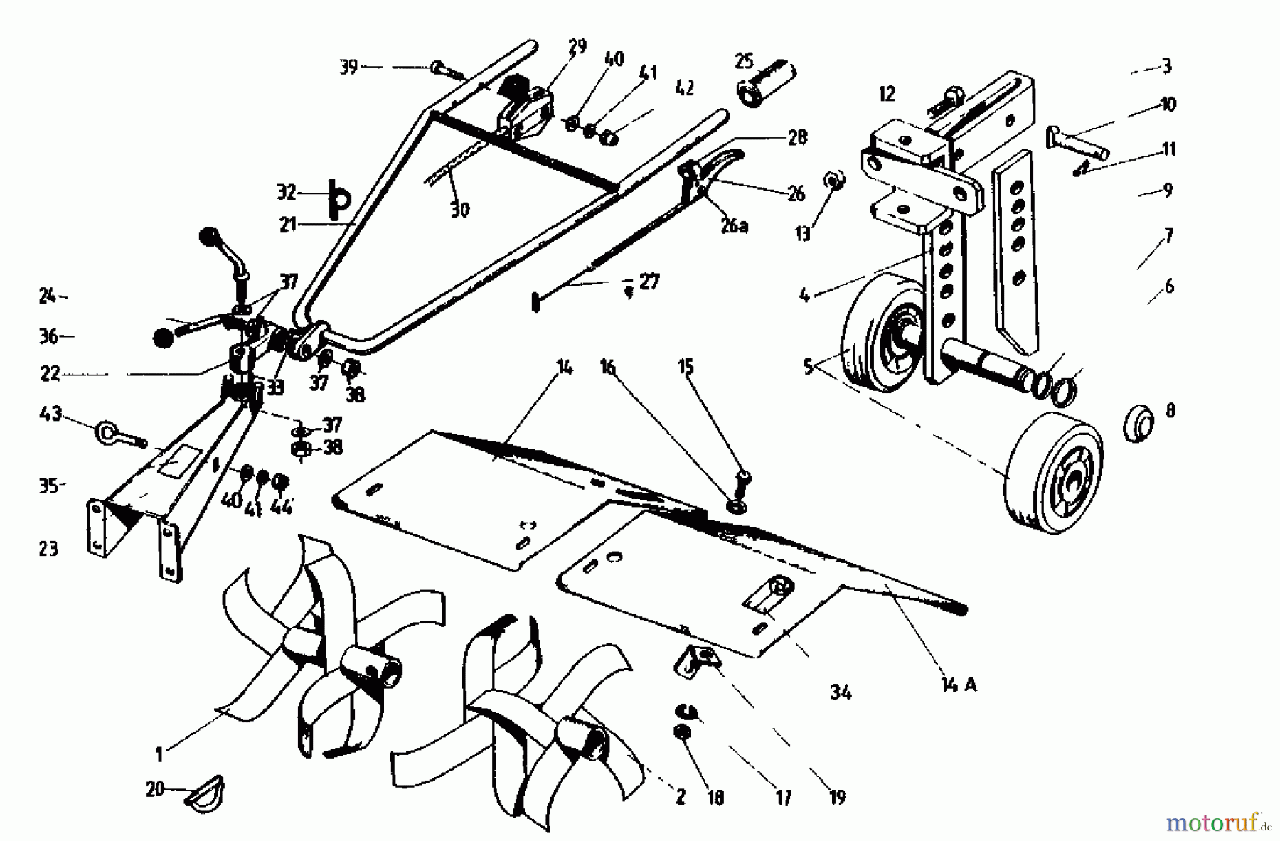 Golf Motobineuse 160 MS 4 07514.02 (1993) Fourchons, Brancard