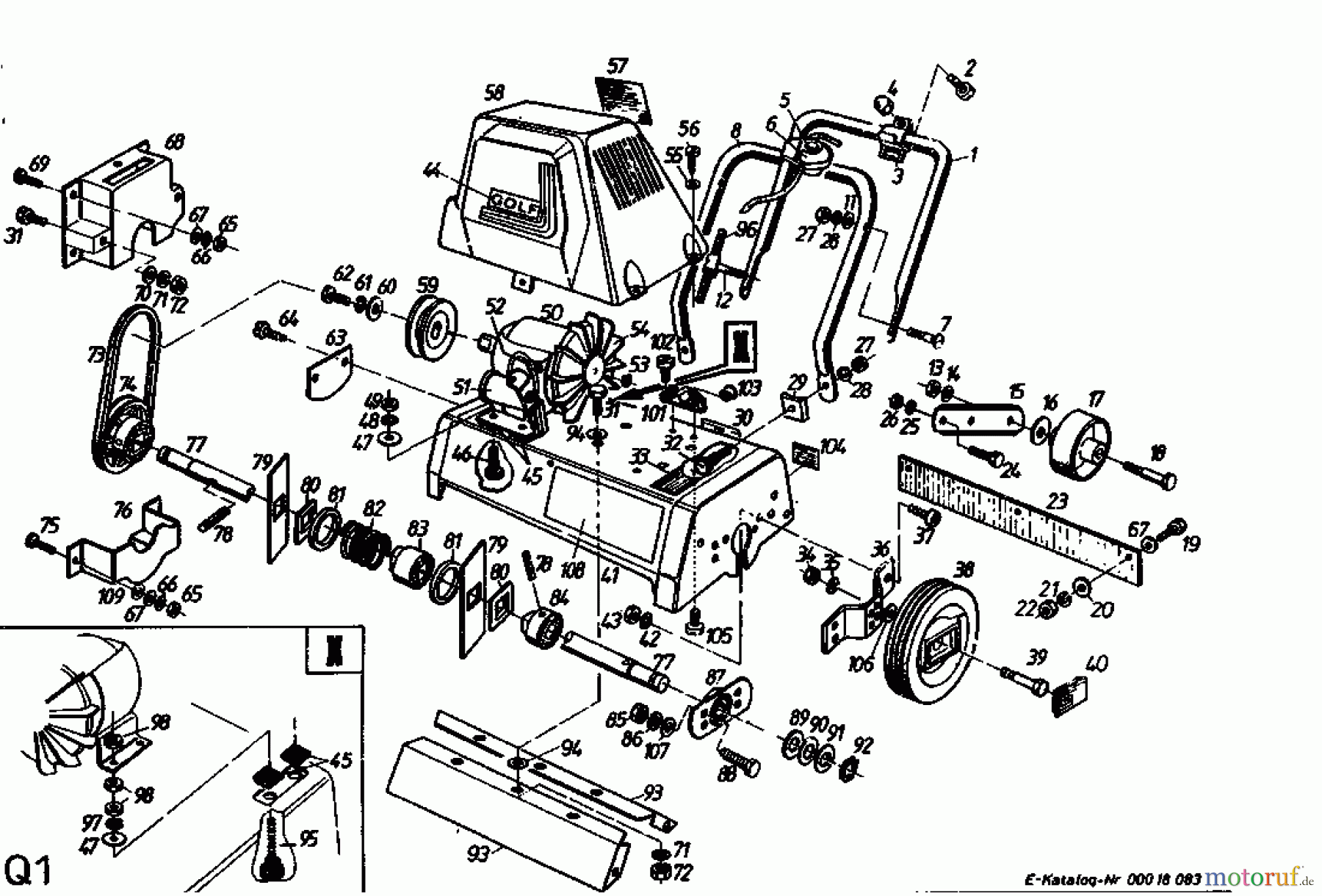  Golf Scarificateur électrique 135 VE 02645.08  (1993) Machine de base