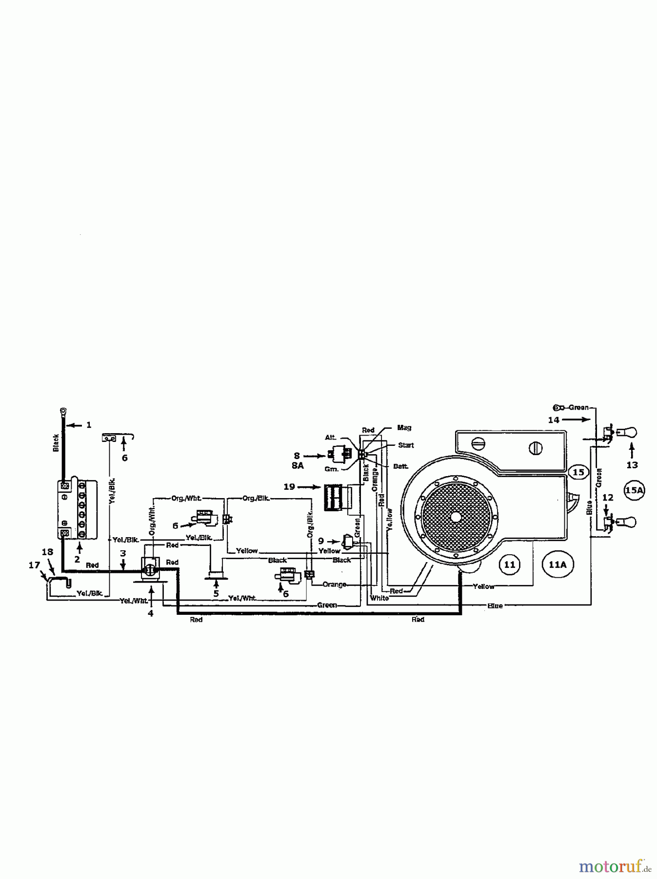  Bauhaus Tracteurs de pelouse Gardol Topcut 12/91 134I471E646  (1994) Plan électrique cylindre simple