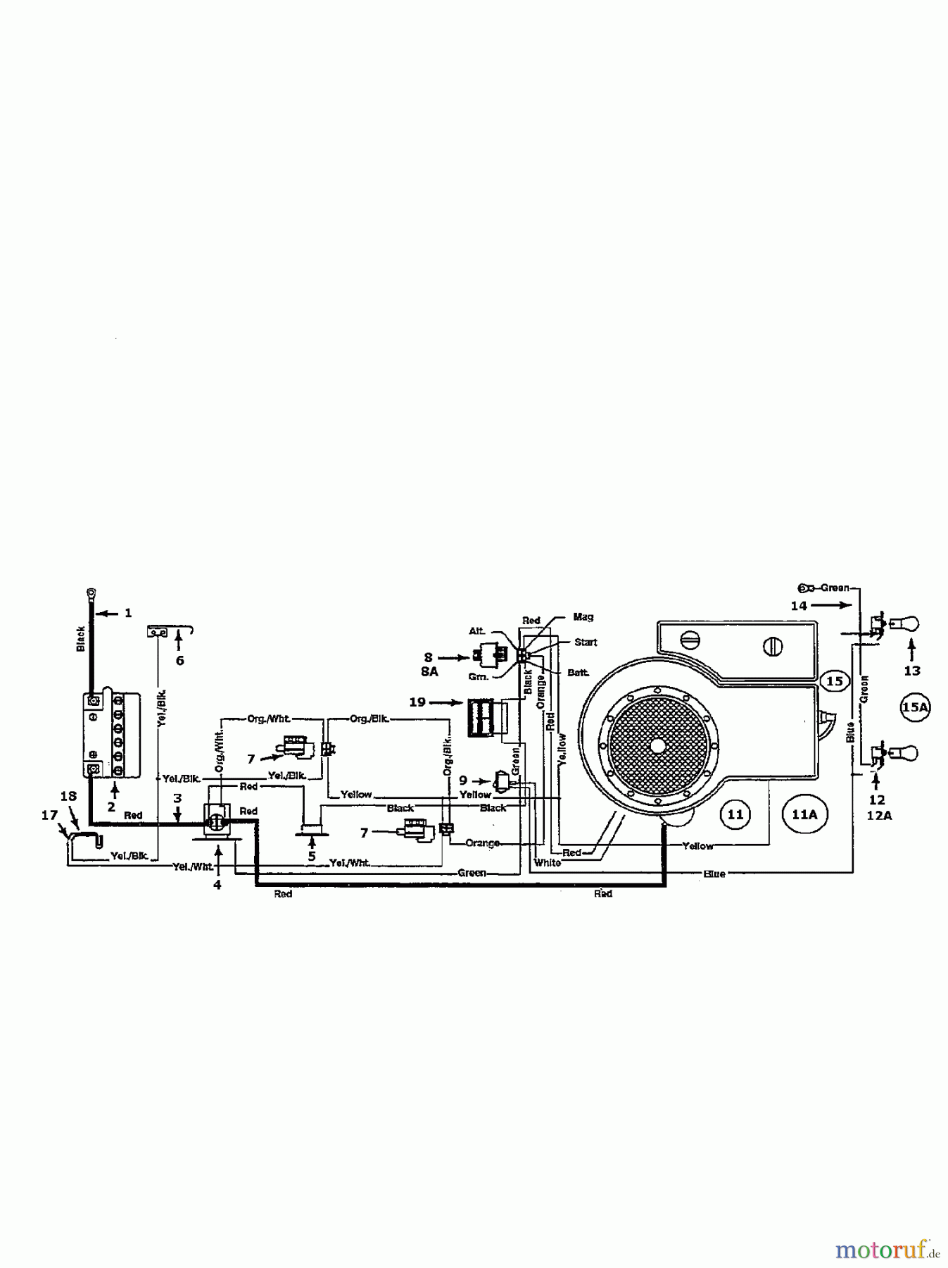  Bauhaus Tracteurs de pelouse Gardol 10.5/81 135B453D646  (1995) Plan électrique cylindre simple