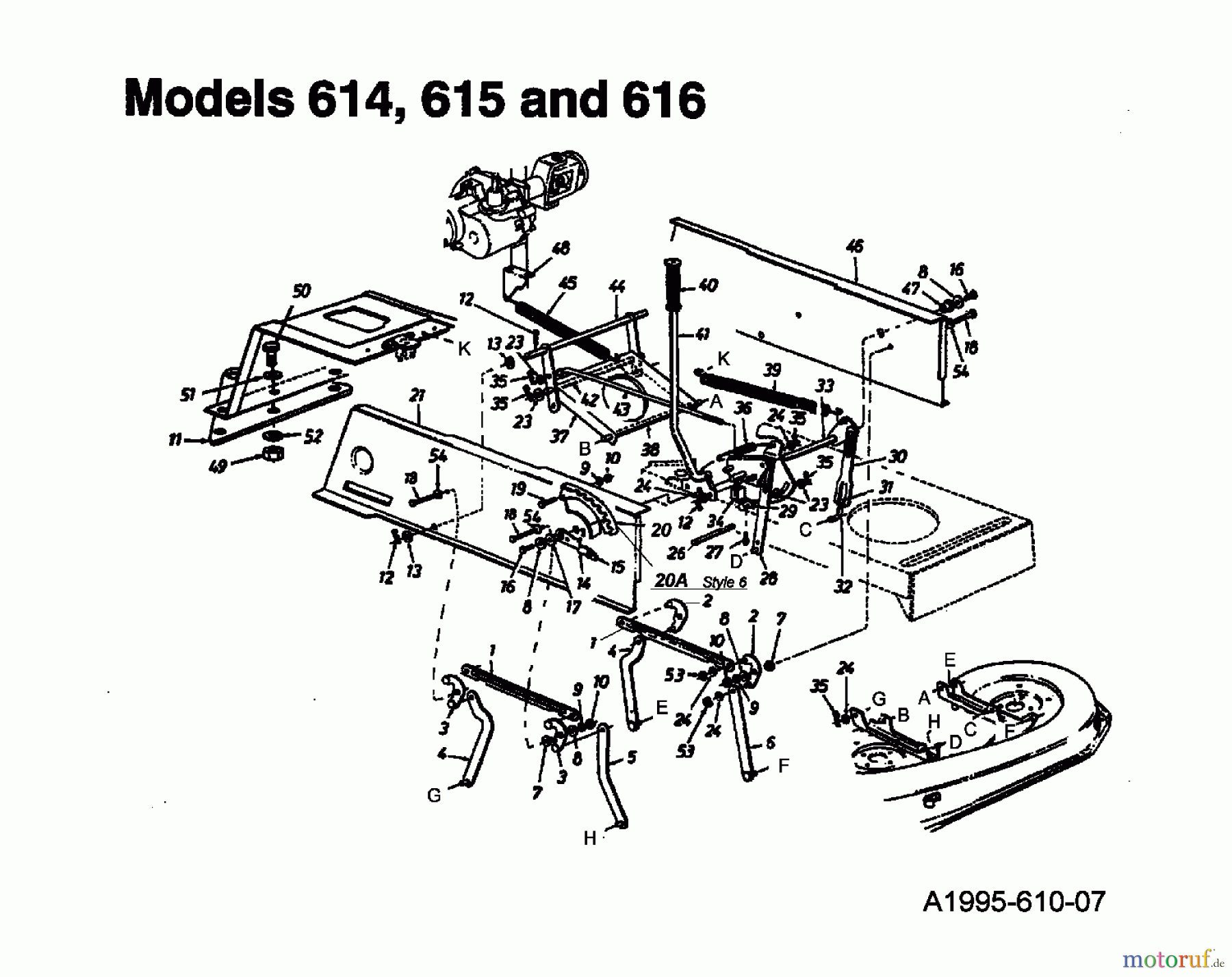 MTD Rasentraktoren 16/107 135T615G678  (1995) Mähwerksaushebung