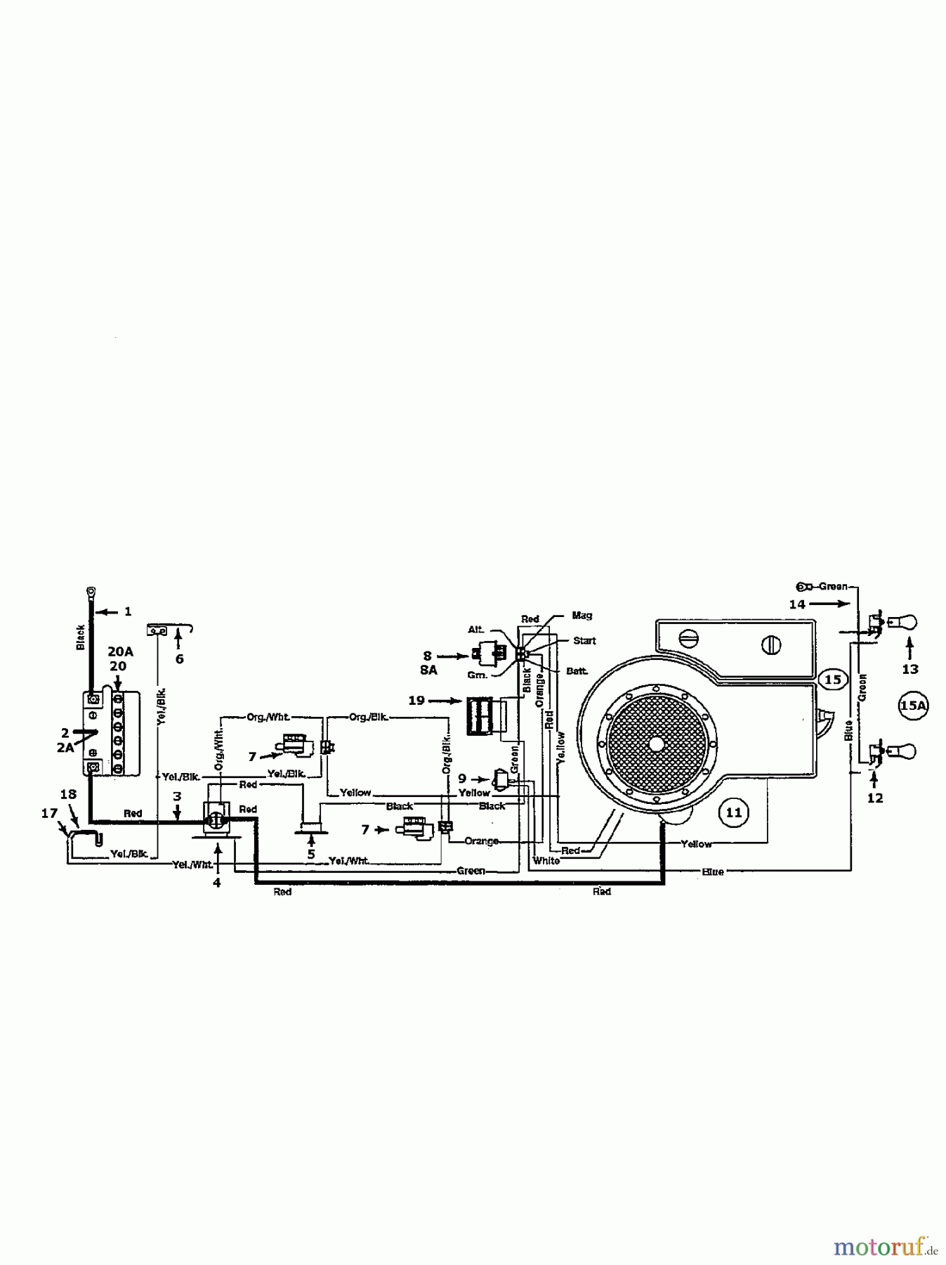  MTD Tracteurs de pelouse B 120 136L470E678  (1996) Plan électrique cylindre simple