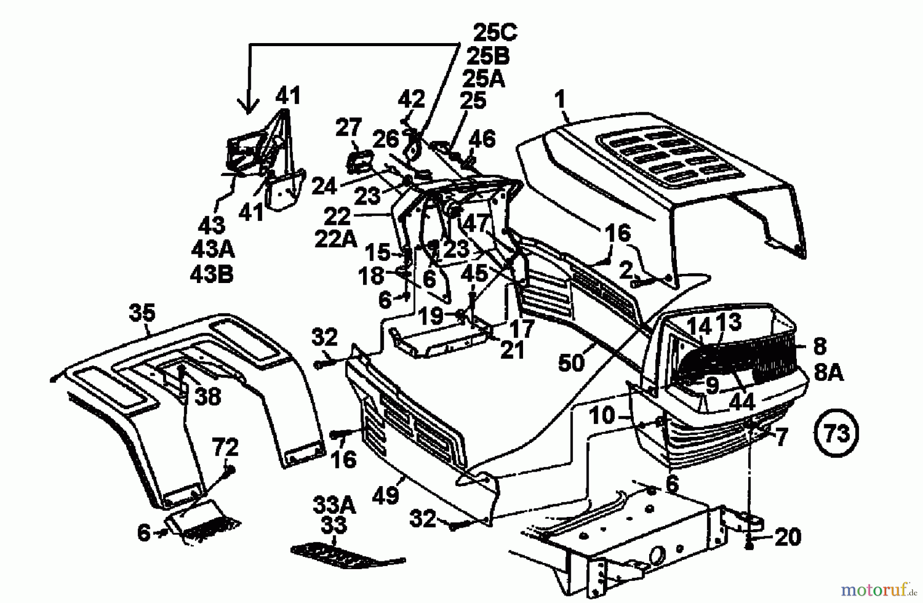  MTD Tracteurs de pelouse H 130 136N695F678  (1996) Tableau de bord, Capot de moteur, Jupe