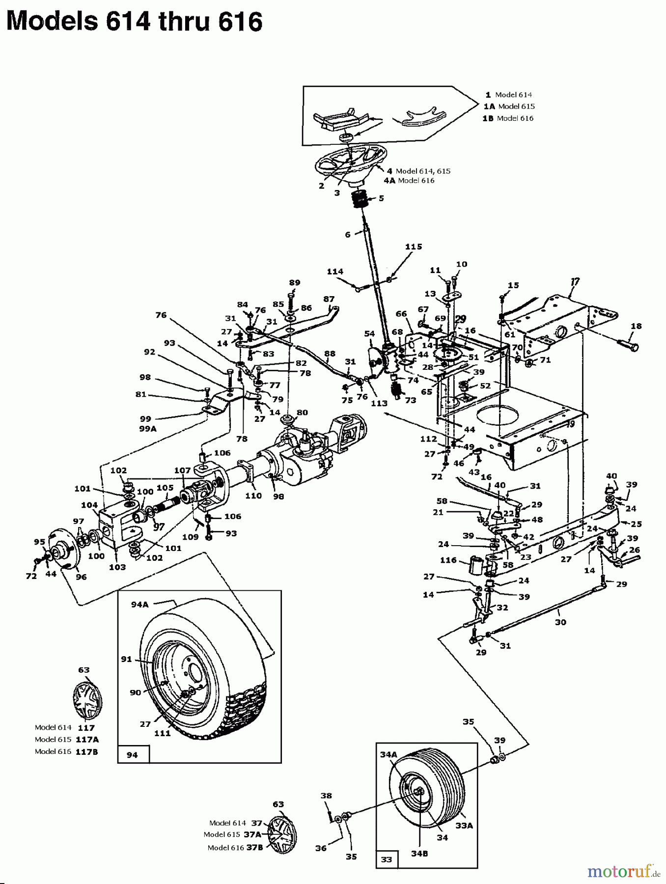  MTD Rasentraktoren F 145 136M615G678  (1996) Vorderachse