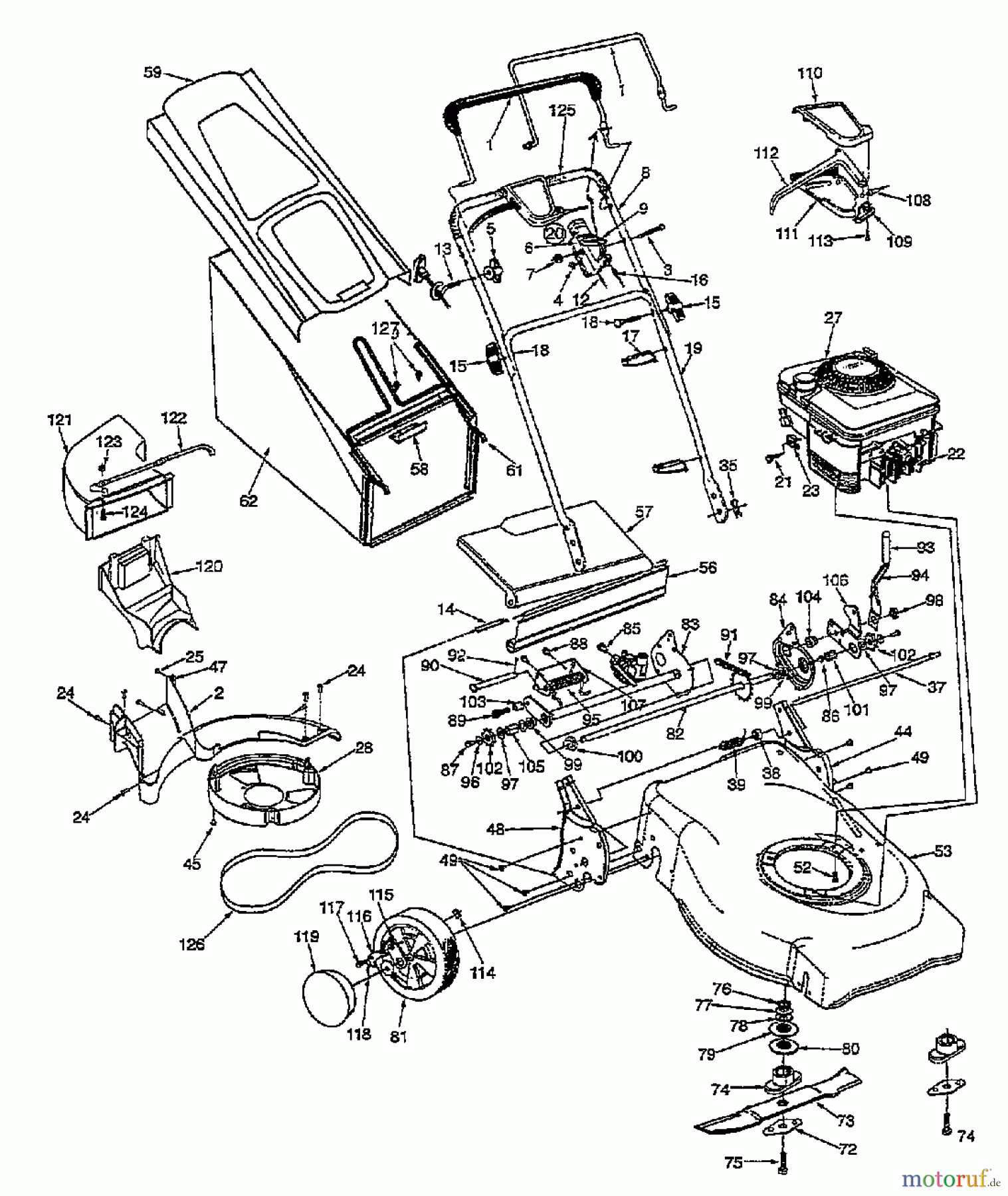  MTD Motormäher mit Antrieb GES 53 I 12A-365C678  (1997) Grundgerät