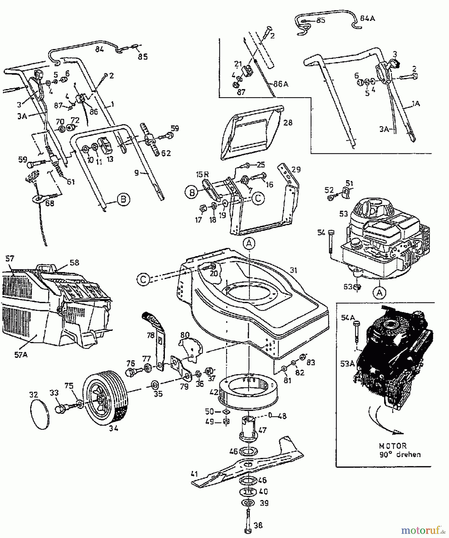  MTD Motormäher B 45 04074.01  (1997) Grundgerät