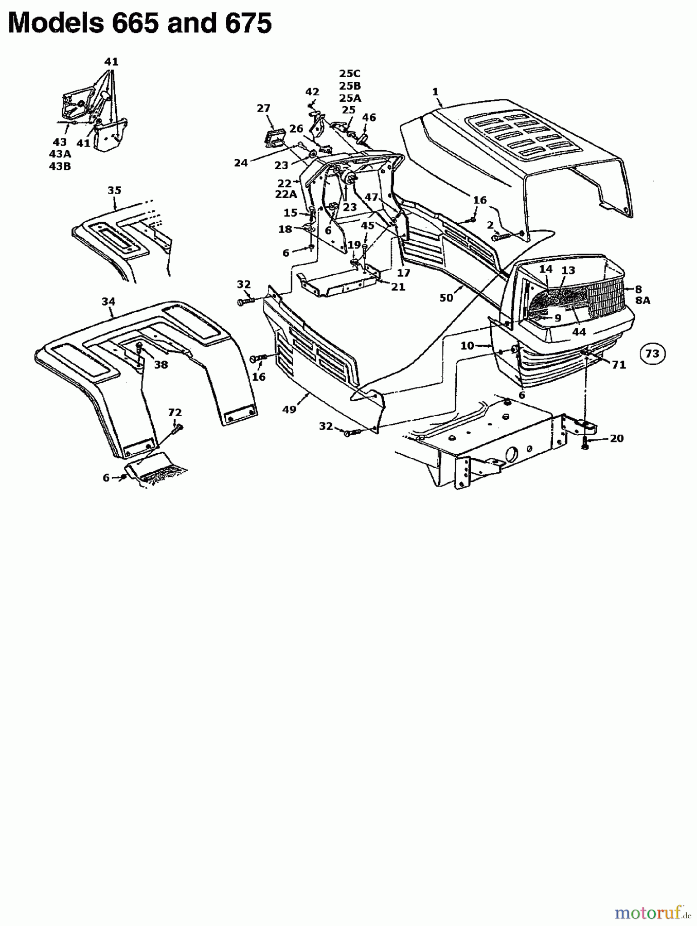 MTD Tracteurs de pelouse B 145 136M675F678  (1996) Tableau de bord, Capot de moteur, Jupe