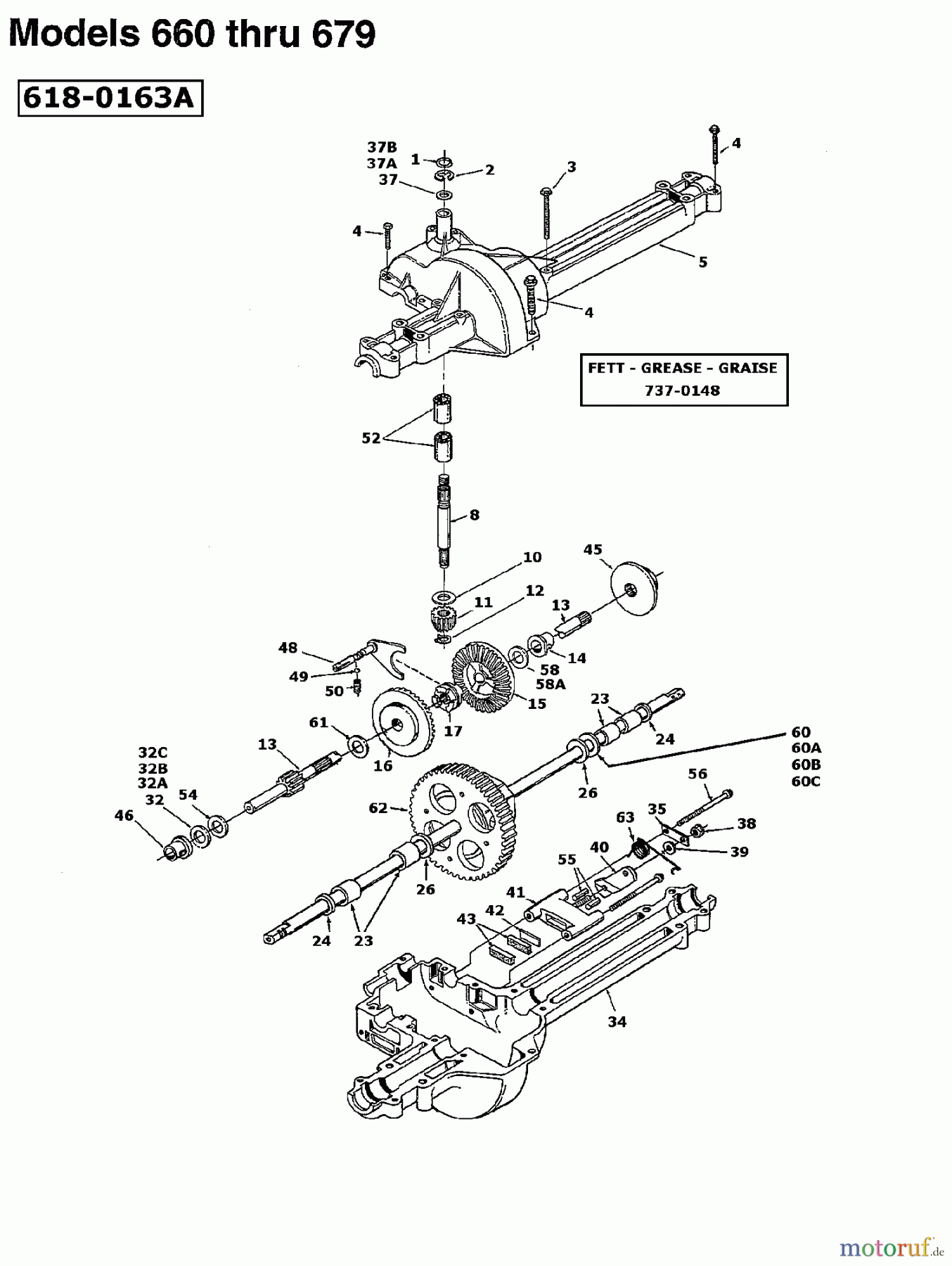  MTD Rasentraktoren CG 14 13AM661G607  (1997) Getriebe