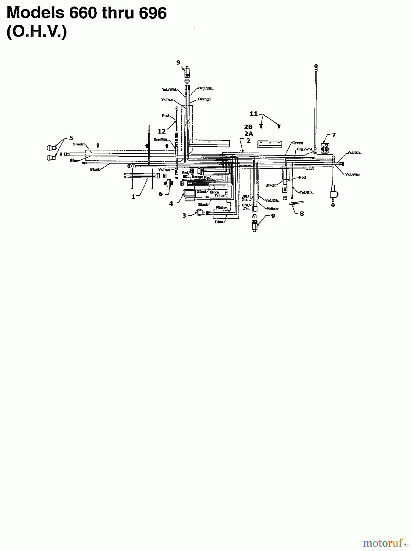  Raiffeisen Tracteurs de pelouse RMS 16-107 135T694G628  (1995) Plan electrique pour O.H.V.