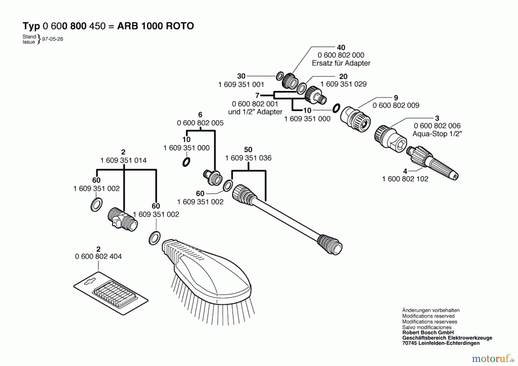  Bosch Wassertechnik Rotationswaschbürste ARB 1000 ROTO-SET Seite 1
