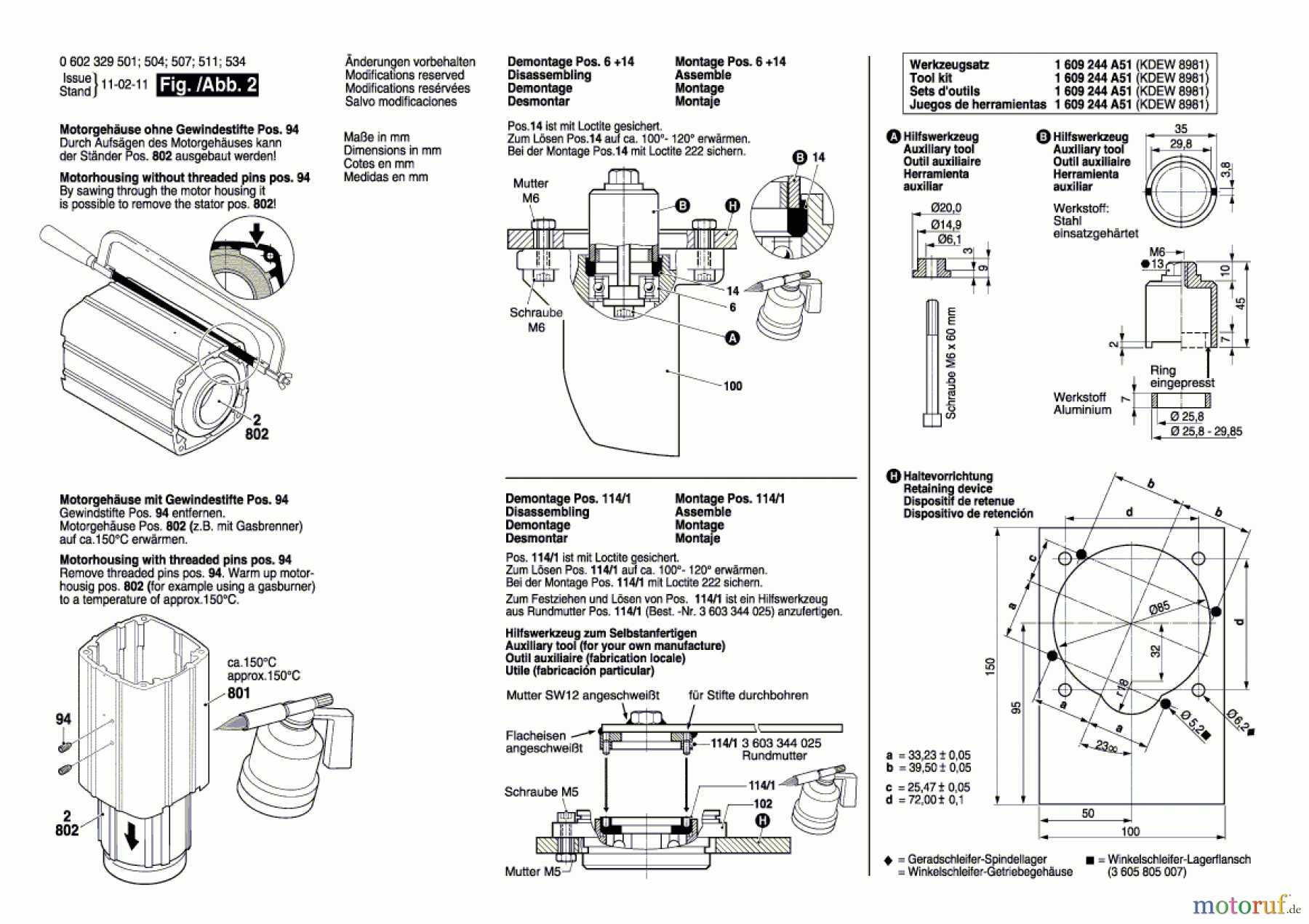  Bosch Werkzeug Flachkopfwinkelschleifer HWS 85/180 Seite 2
