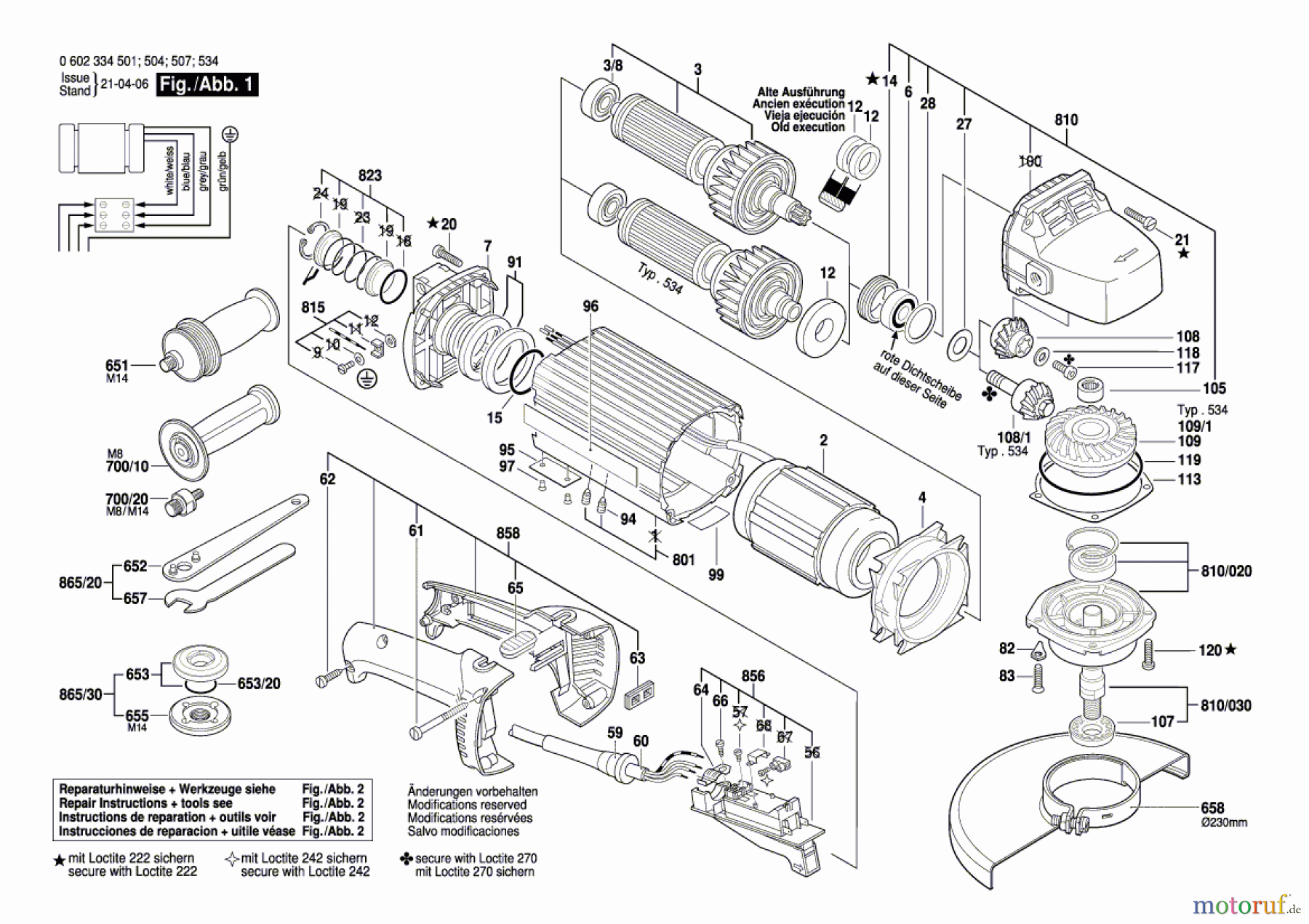  Bosch Werkzeug Flachkopfwinkelschleifer HWS 810/230 Seite 1