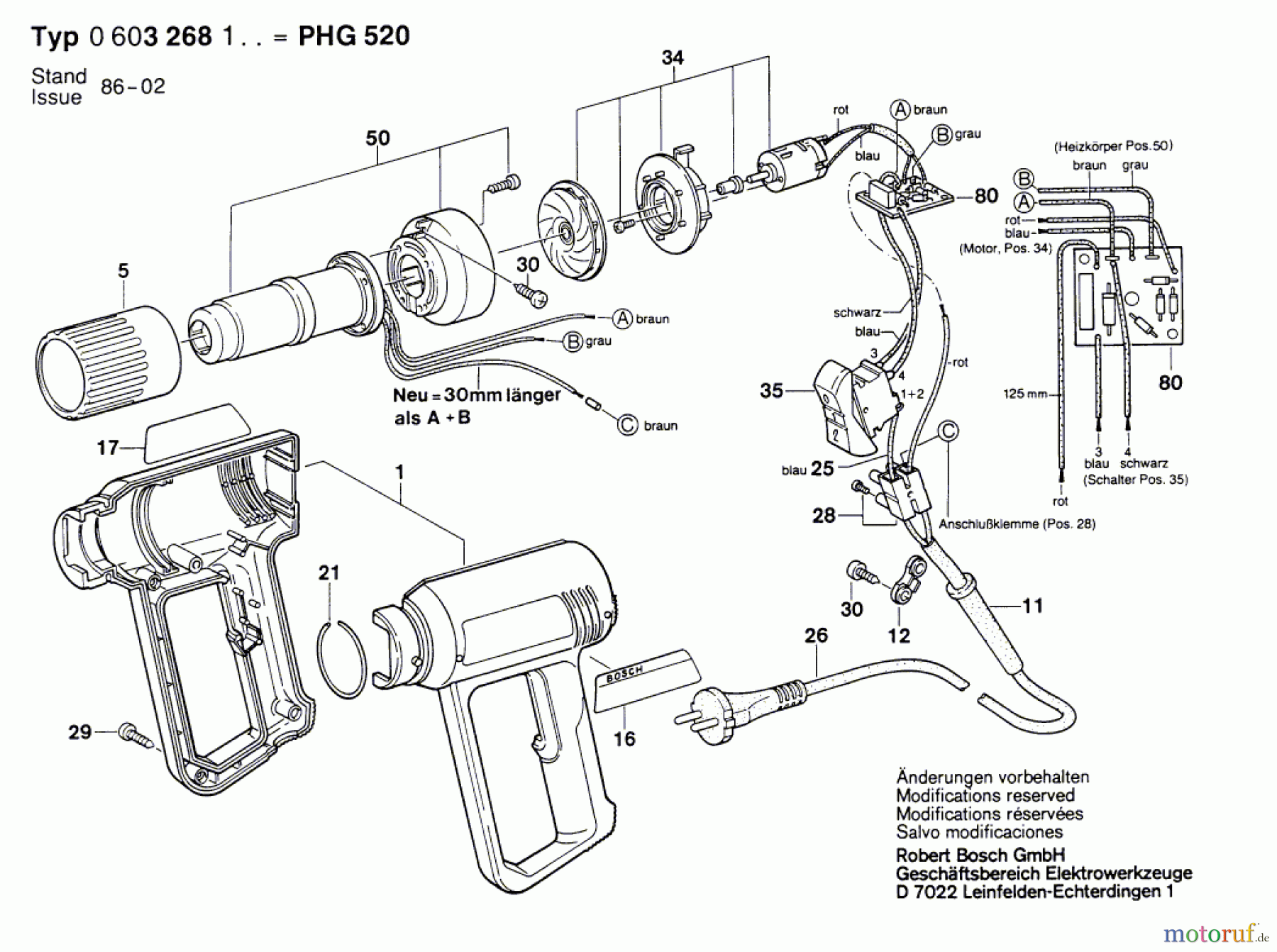  Bosch Werkzeug Heissluftgebläse PHG 520 Seite 1