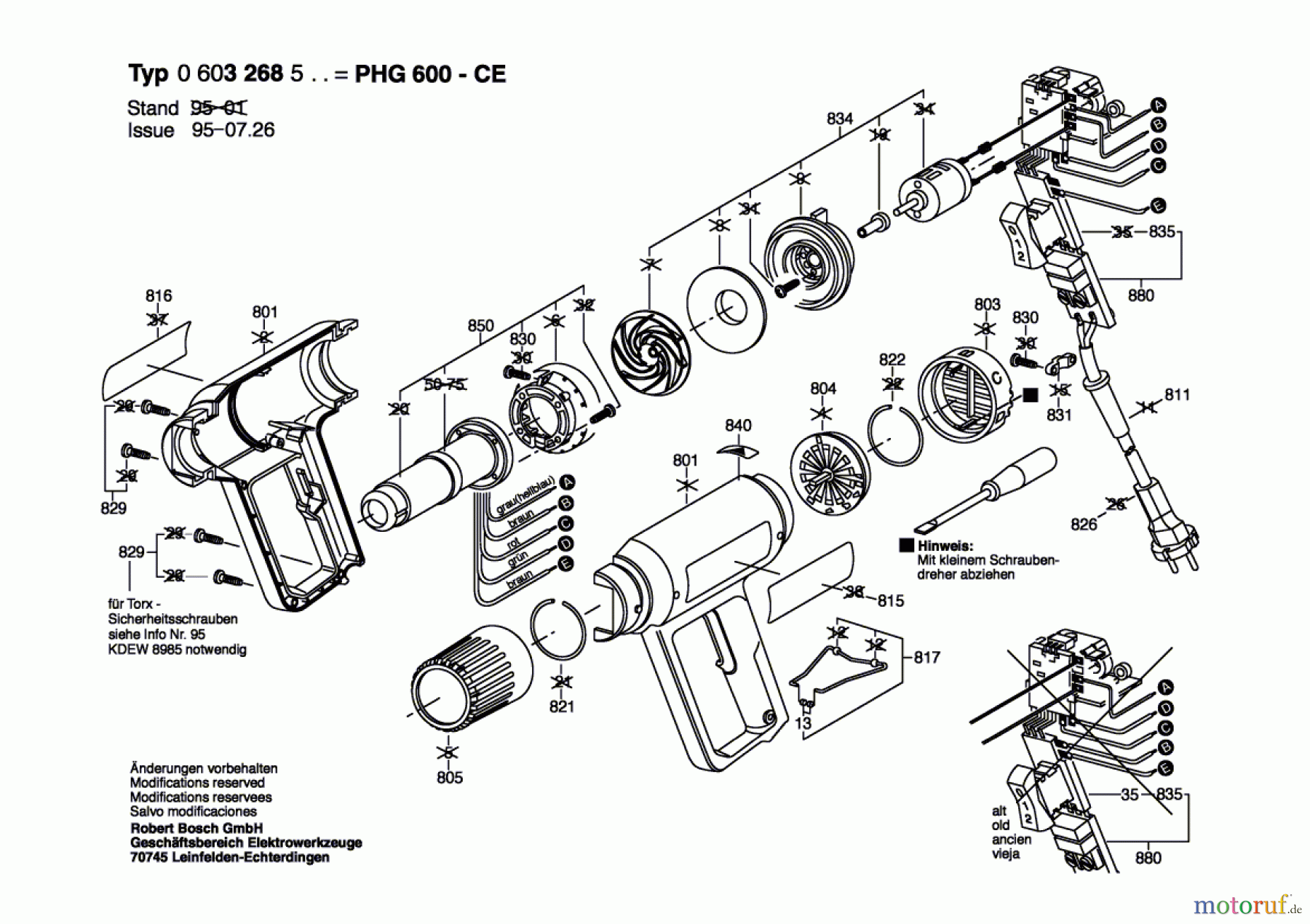  Bosch Werkzeug Heissluftgebläse PHG 600 CE Seite 1
