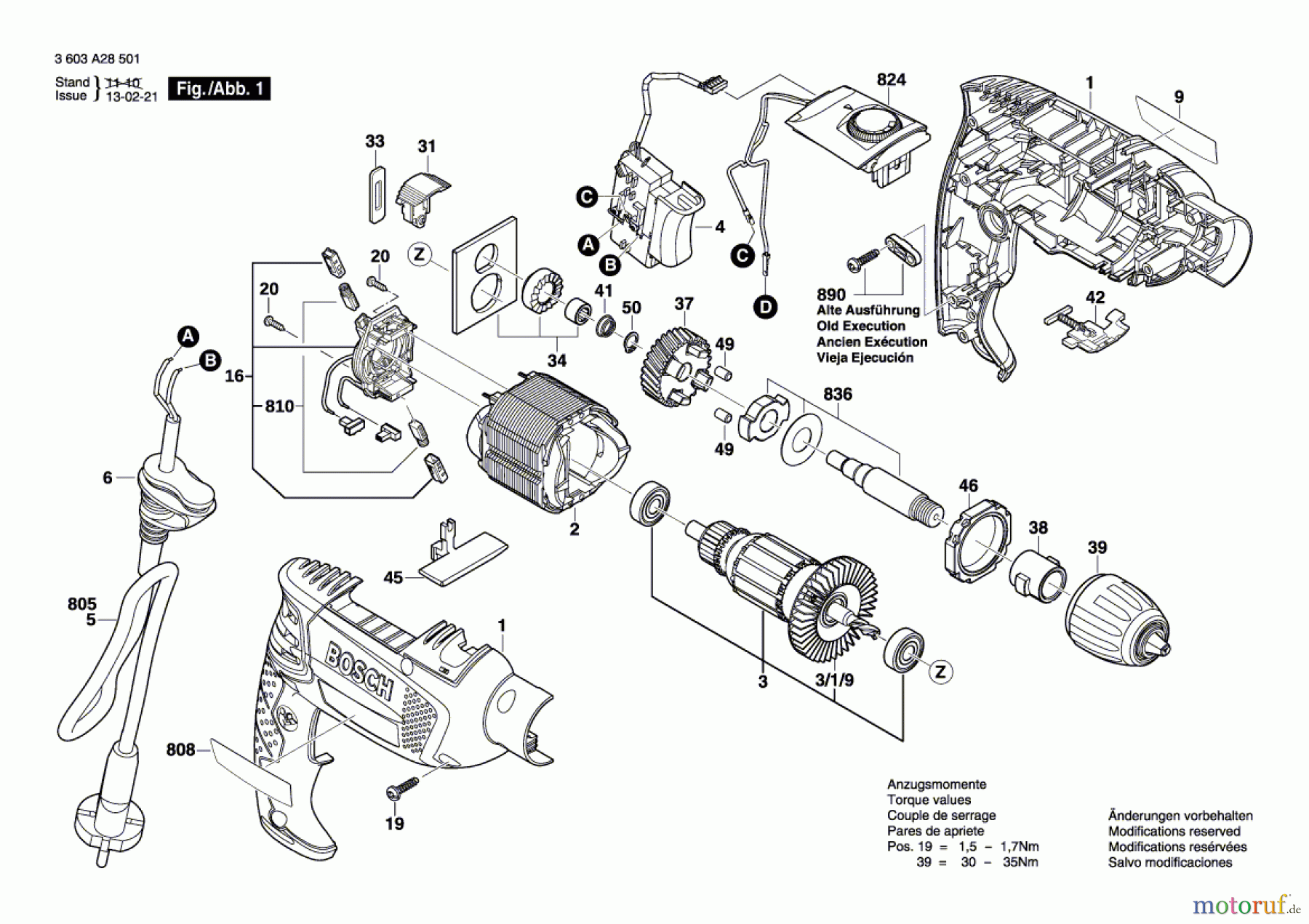  Bosch Werkzeug Schlagbohrmaschine PSB 750 RCA Seite 1
