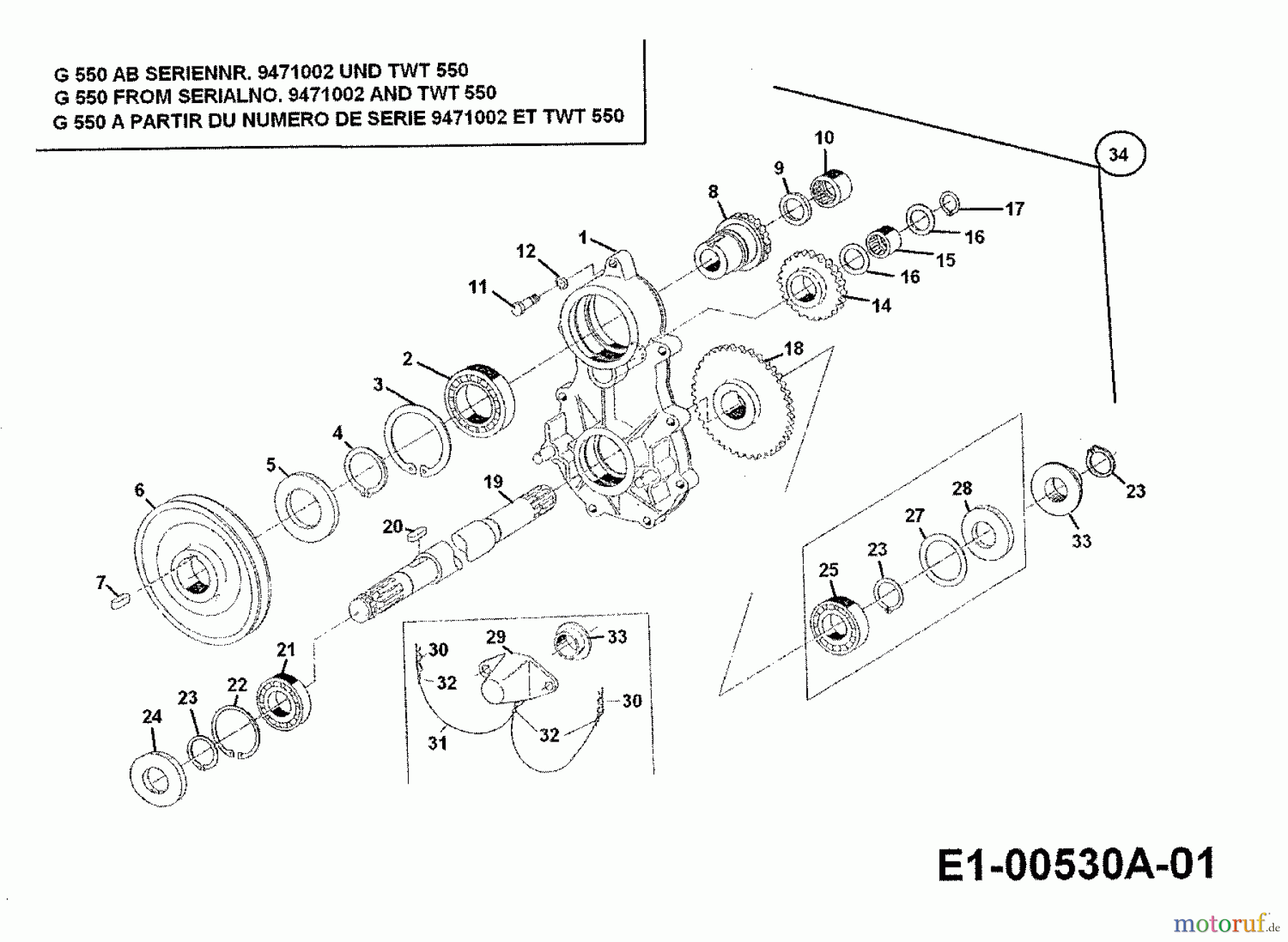  Cub Cadet Motoculteur TWT 550 00026.07  (1997) Prise de force